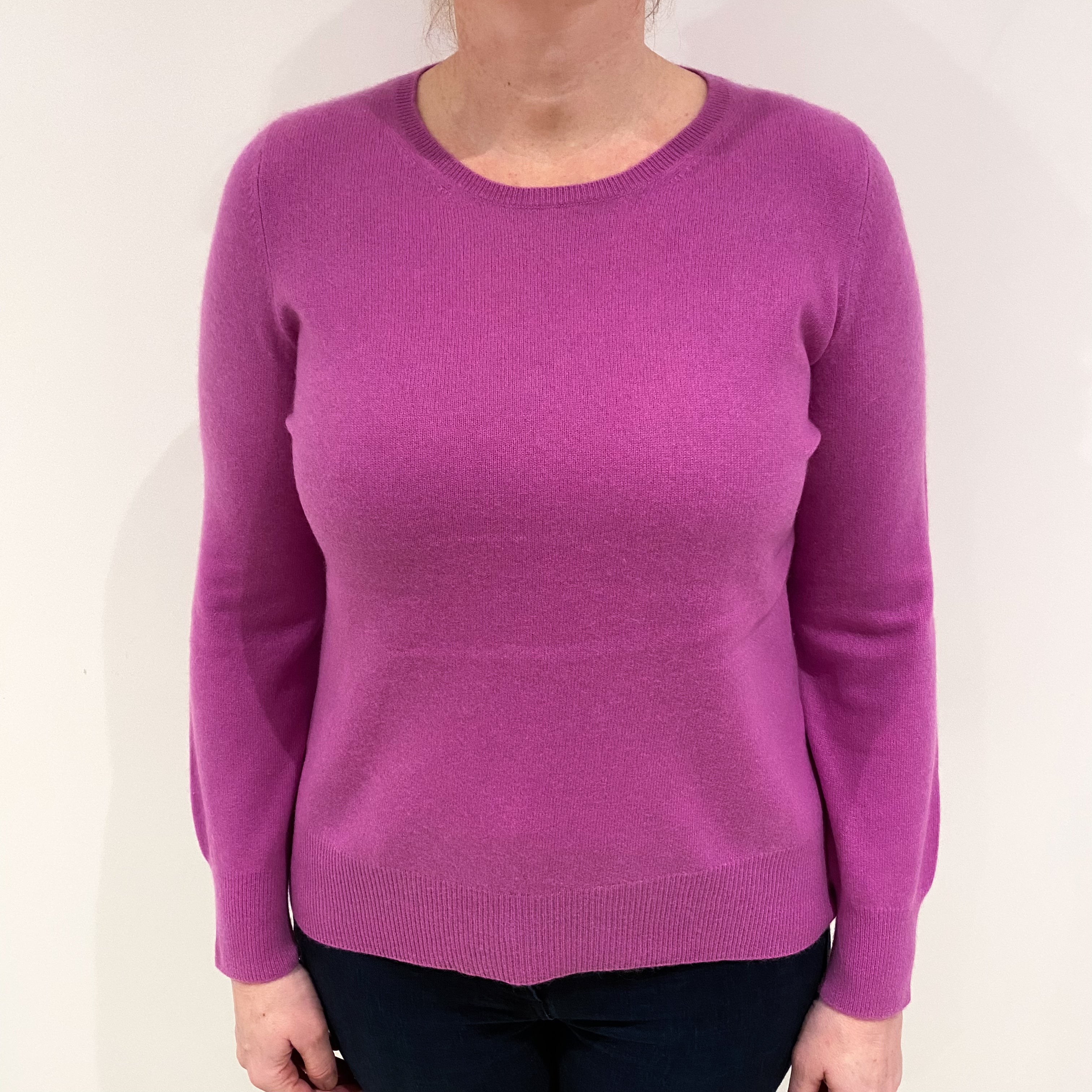 Loganberry Pink Cashmere Crew Neck Jumper Large