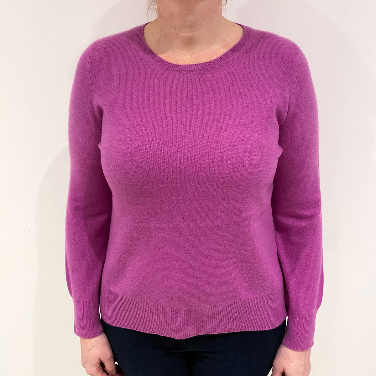 Loganberry Pink Cashmere Crew Neck Jumper Large