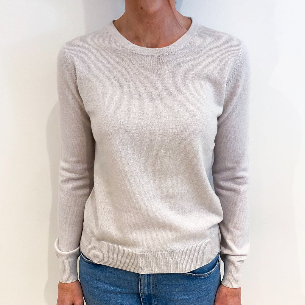 Alabaster White Cashmere Crew Neck Jumper Small