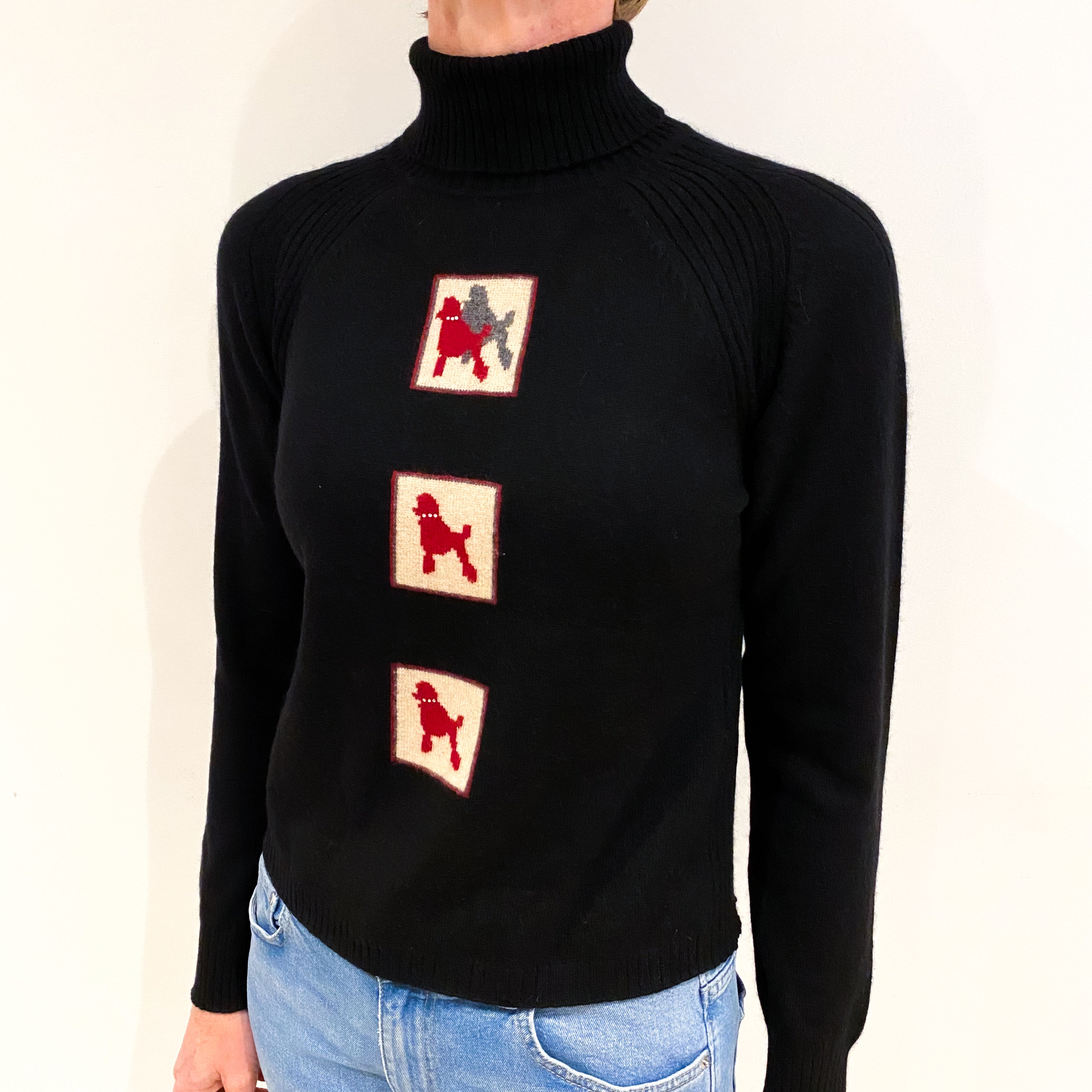 Black Cashmere Polo Neck Jumper Small