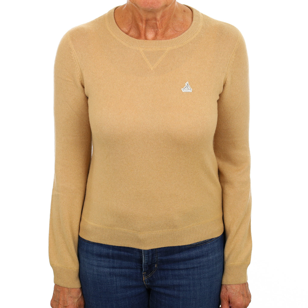 Caramel Brown Cashmere Crew Neck Jumper Medium