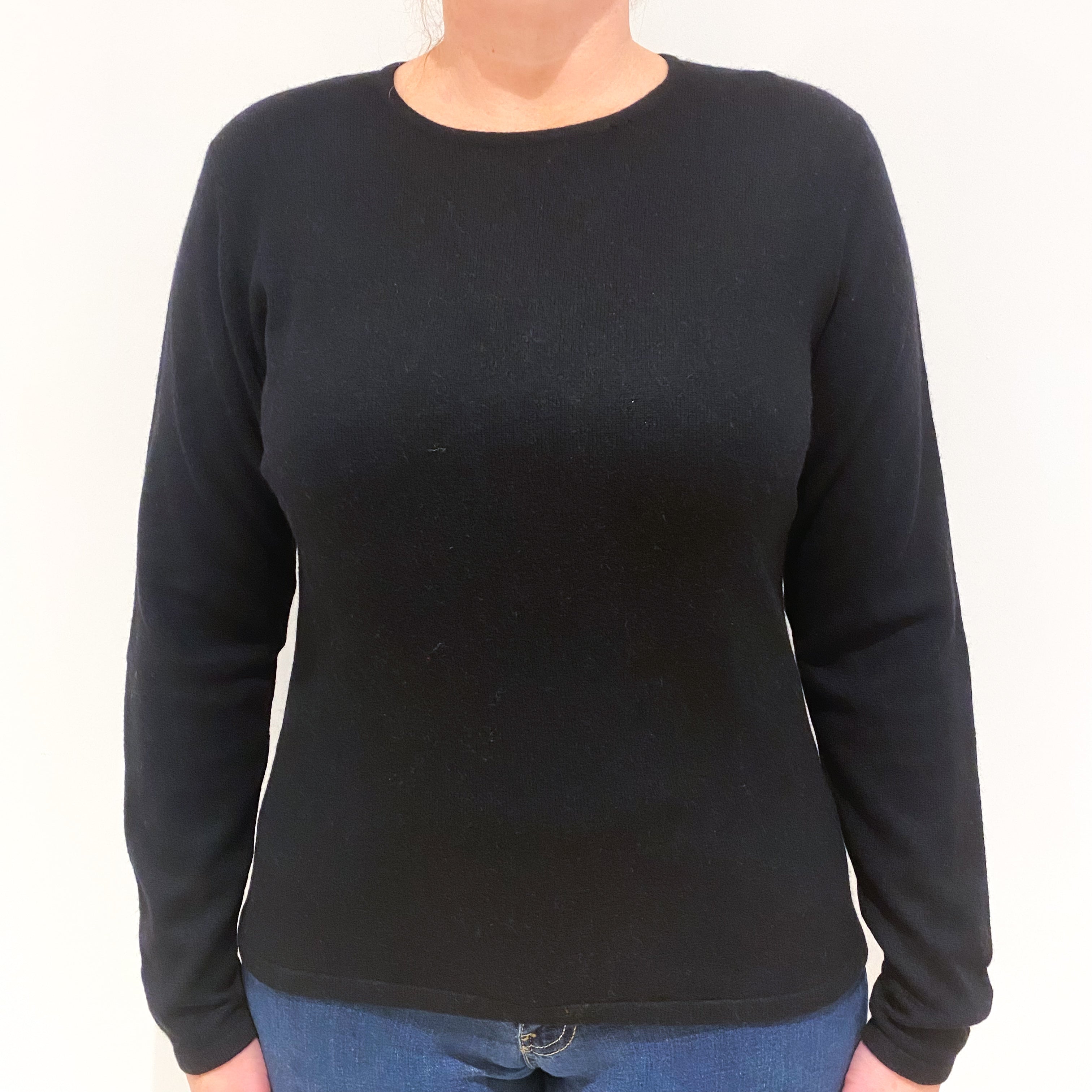 Black Cashmere Crew Neck Jumper Large