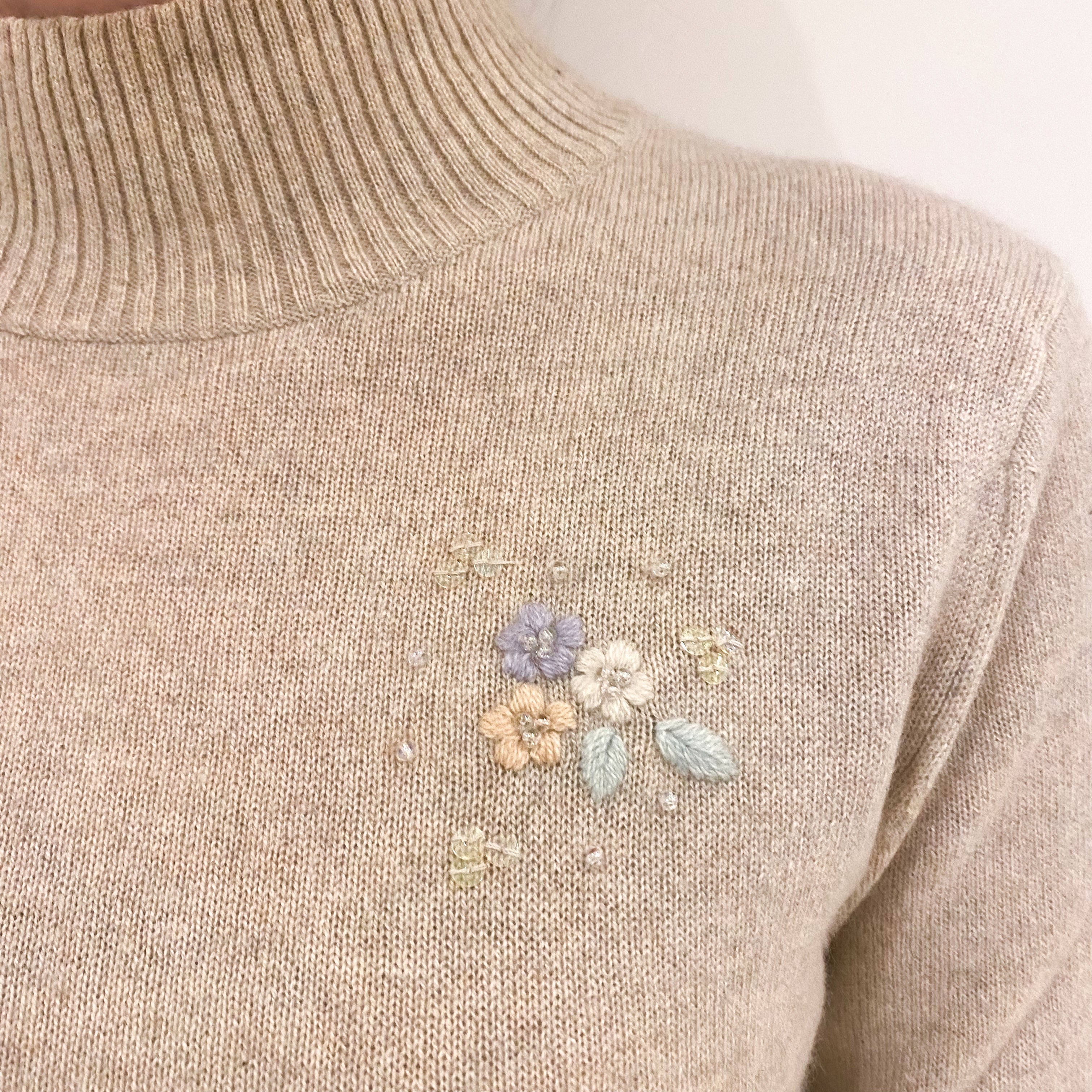 Oatmeal Cashmere Turtle Neck Jumper Extra Small