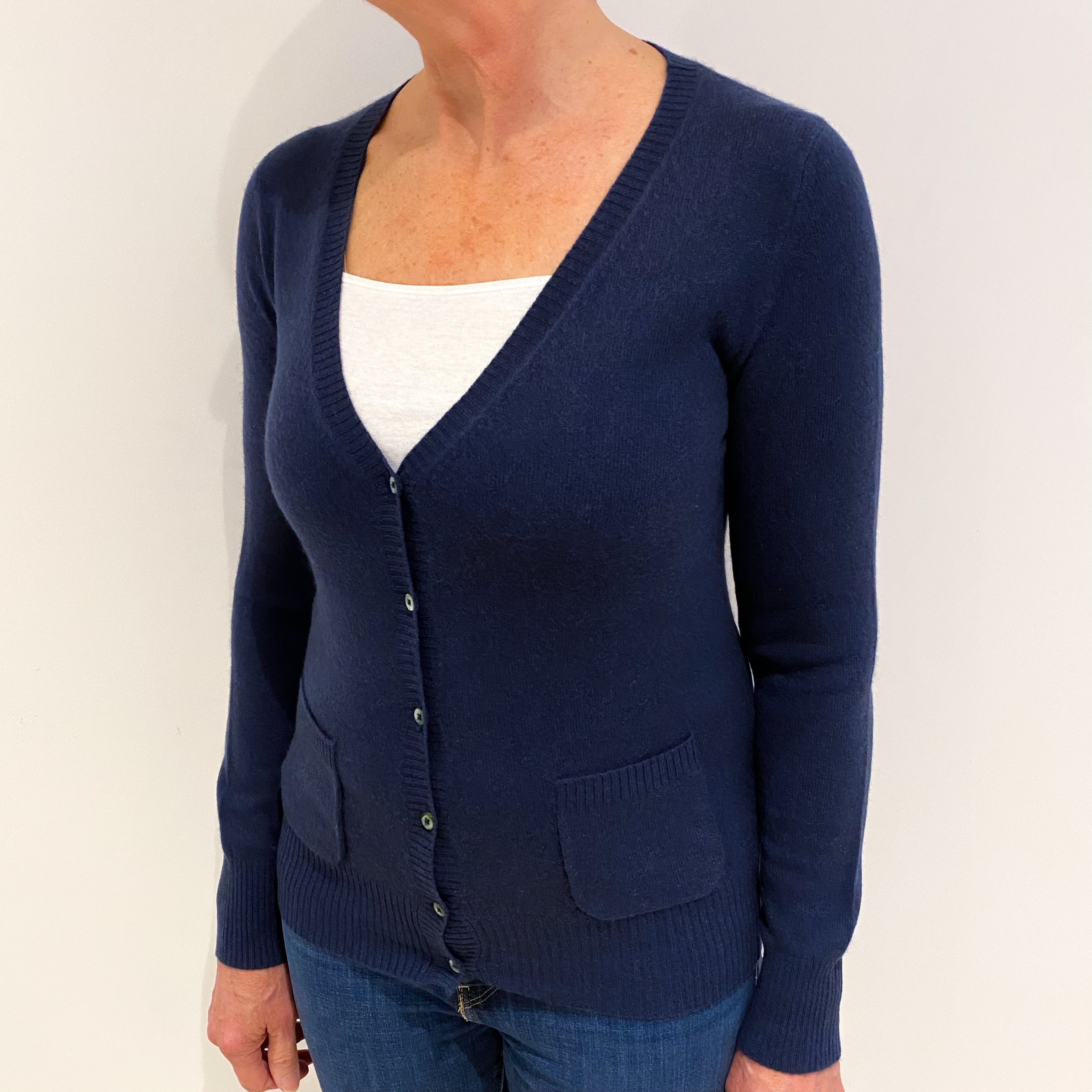 Naval Blue Cashmere Cardigan Medium