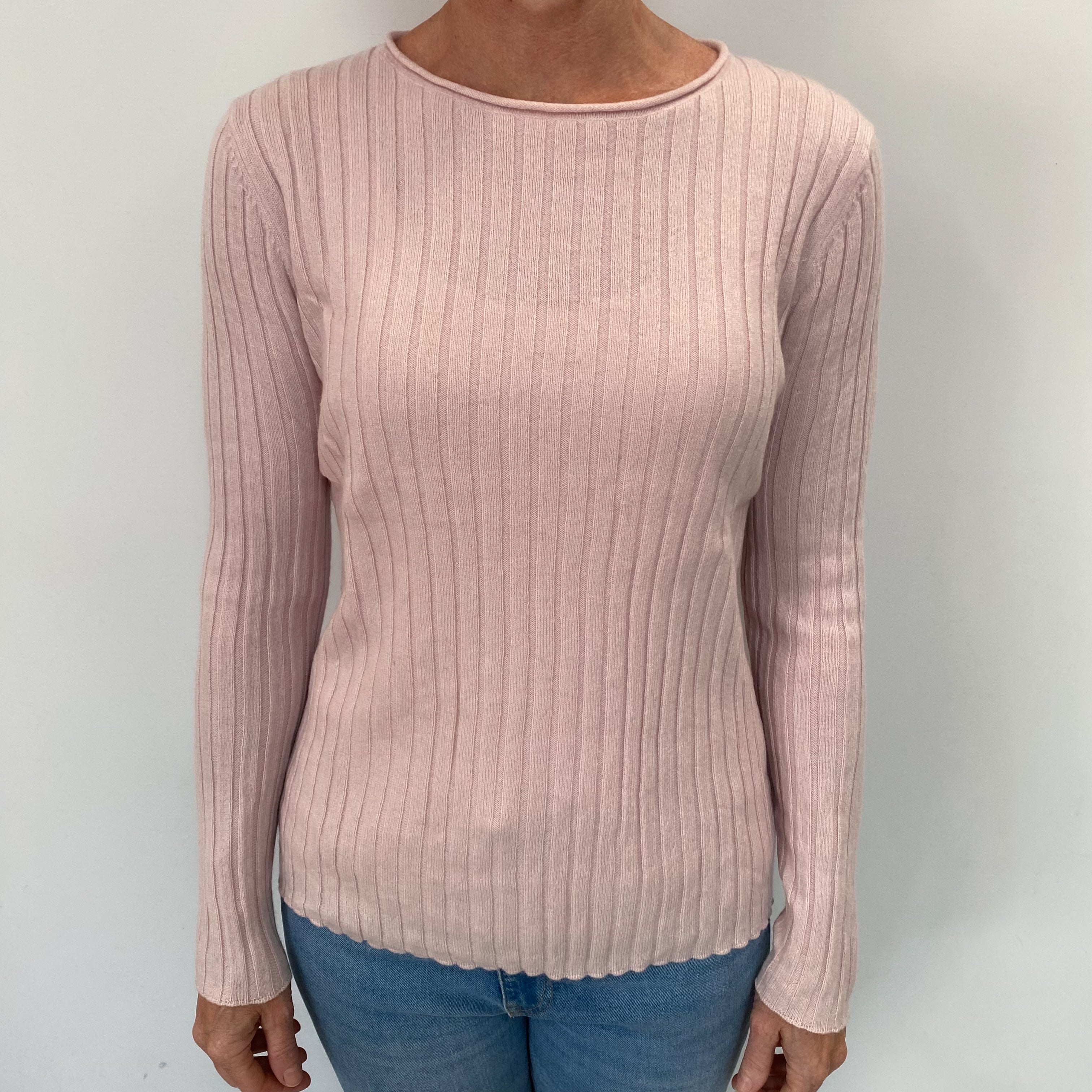 Ice Pink Cashmere Crew Neck Jumper Small