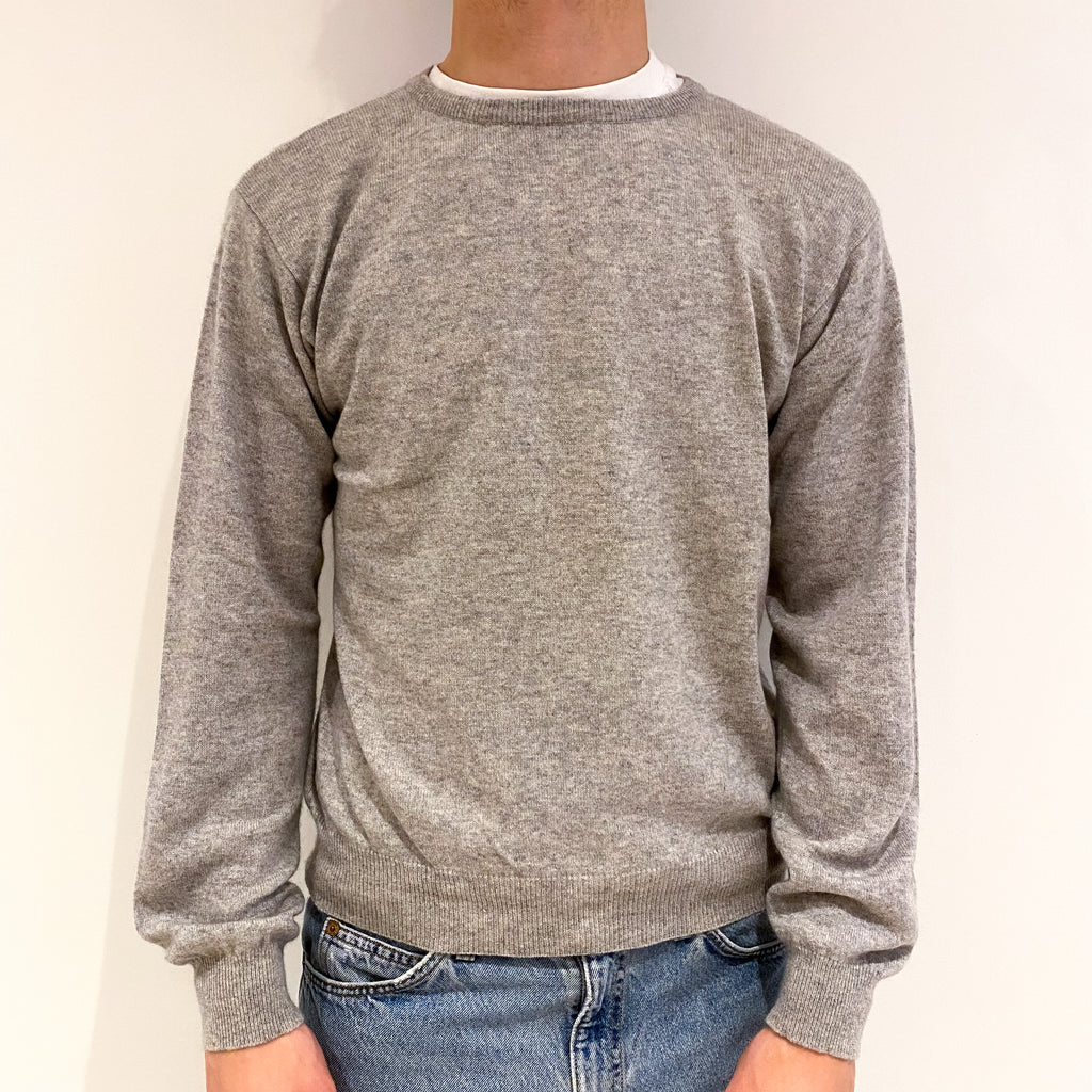 Men's Smoke Grey Cashmere Crew Neck Jumper Large