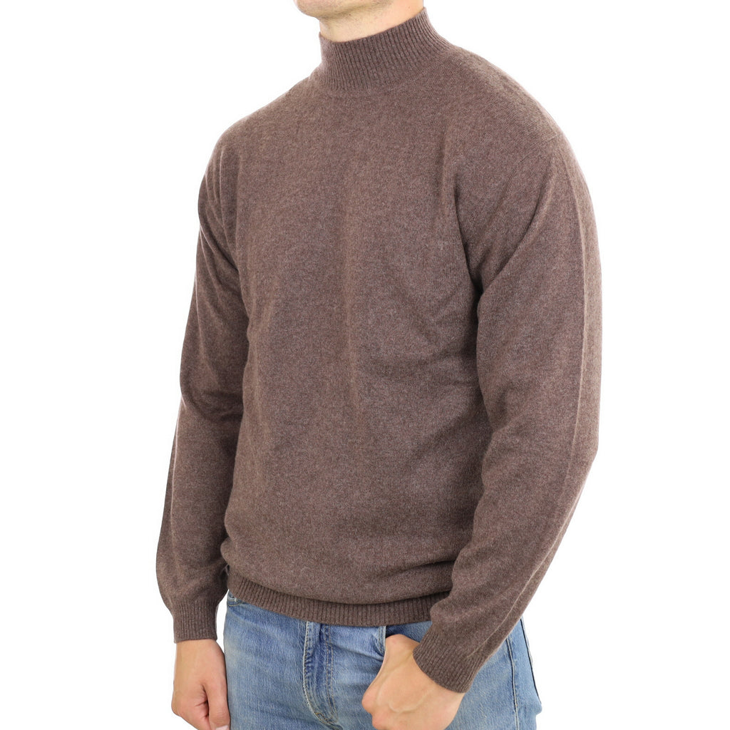 Men's Muted Brown Cashmere Turtle Neck Jumper XL
