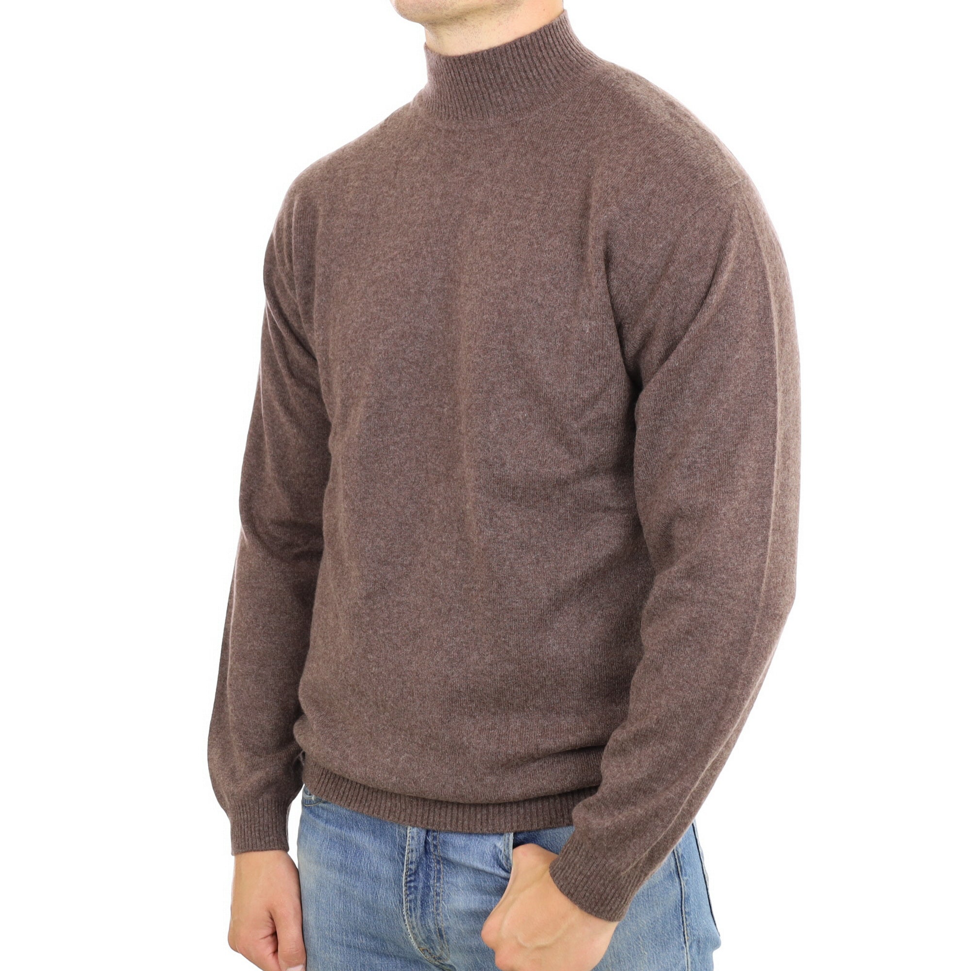 Men's Muted Brown Cashmere Turtle Neck Jumper XL