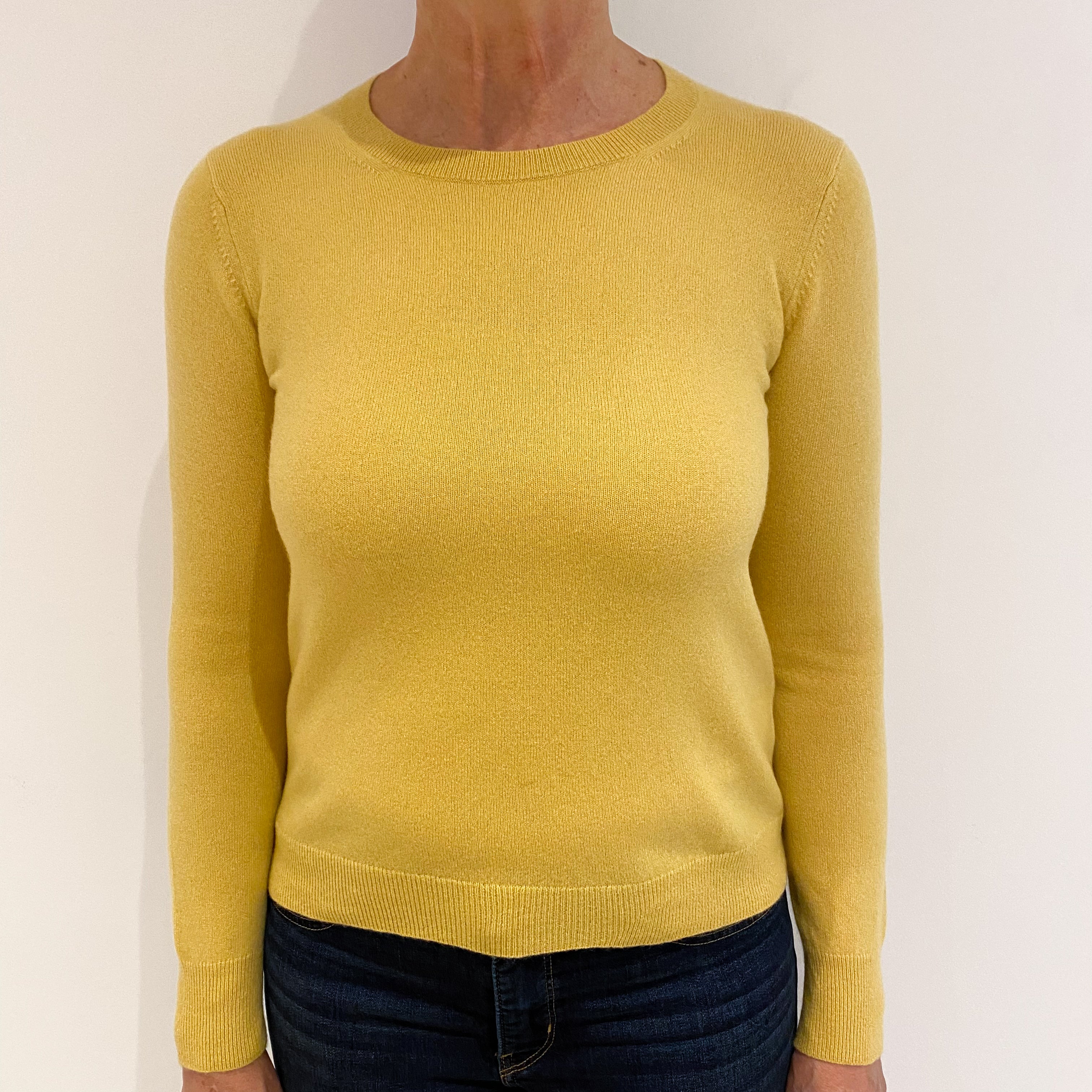 Mustard Yellow Cashmere Crew Neck Jumper Medium