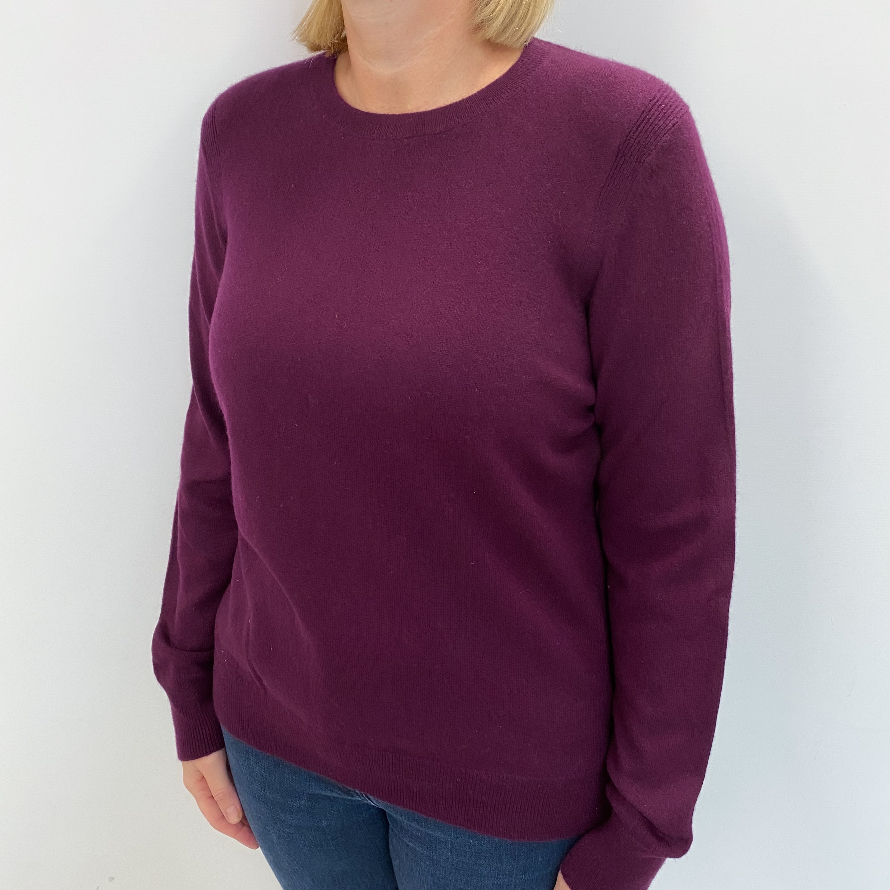 Mulberry Purple Cashmere Crew Neck Jumper Large