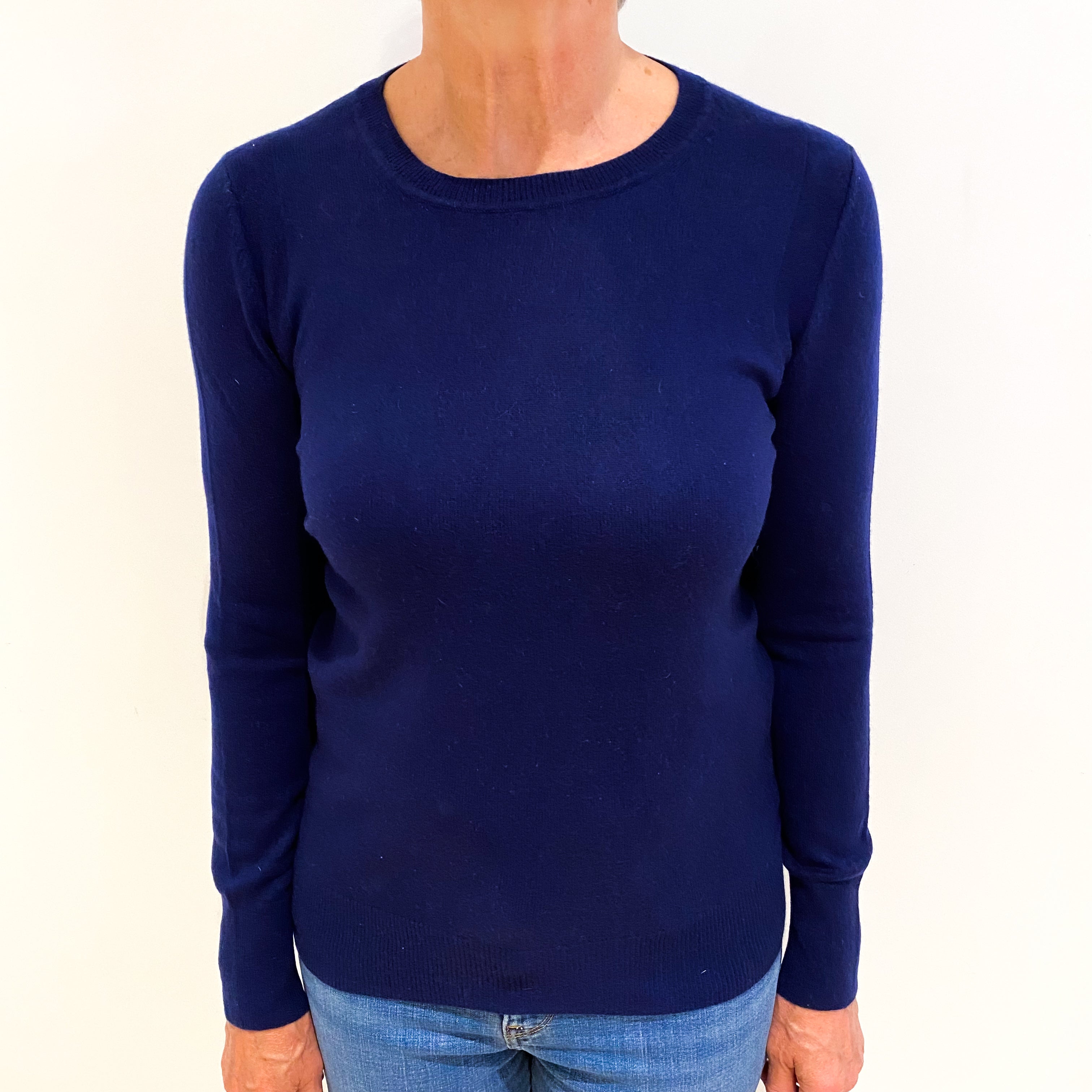 French Navy Cashmere Crew Neck Jumper Medium