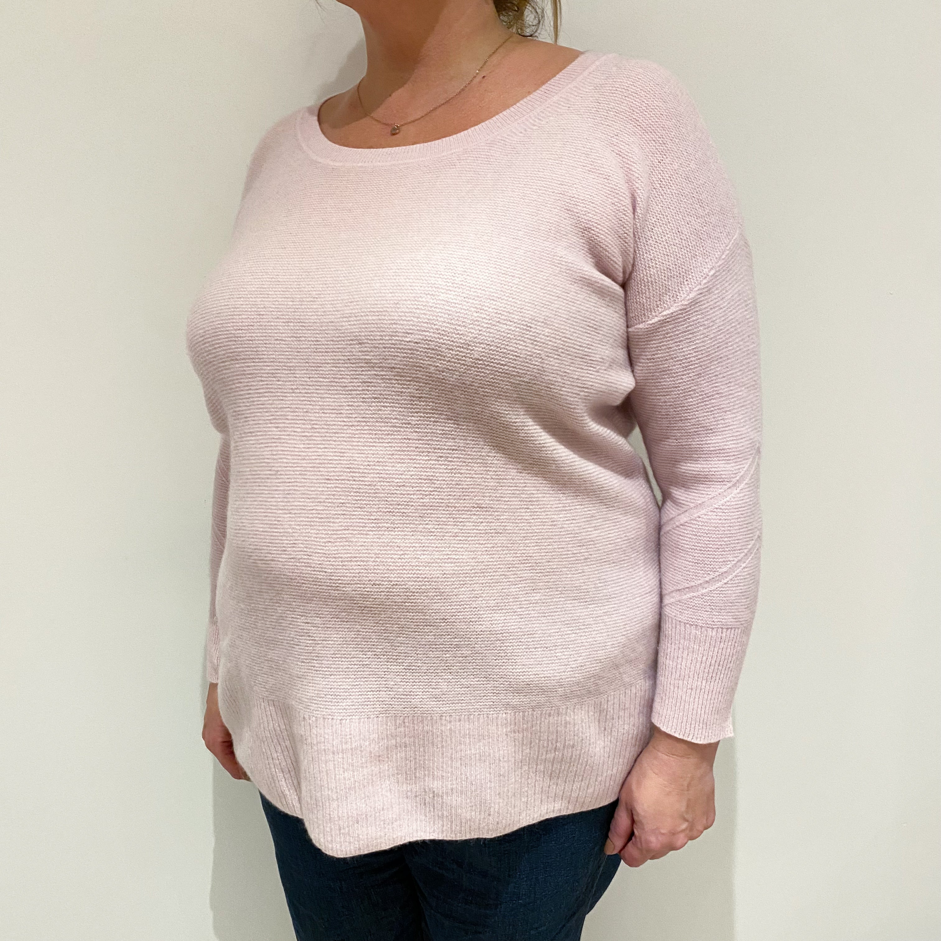 Pale Pink Cashmere Crew Neck Jumper Extra Large