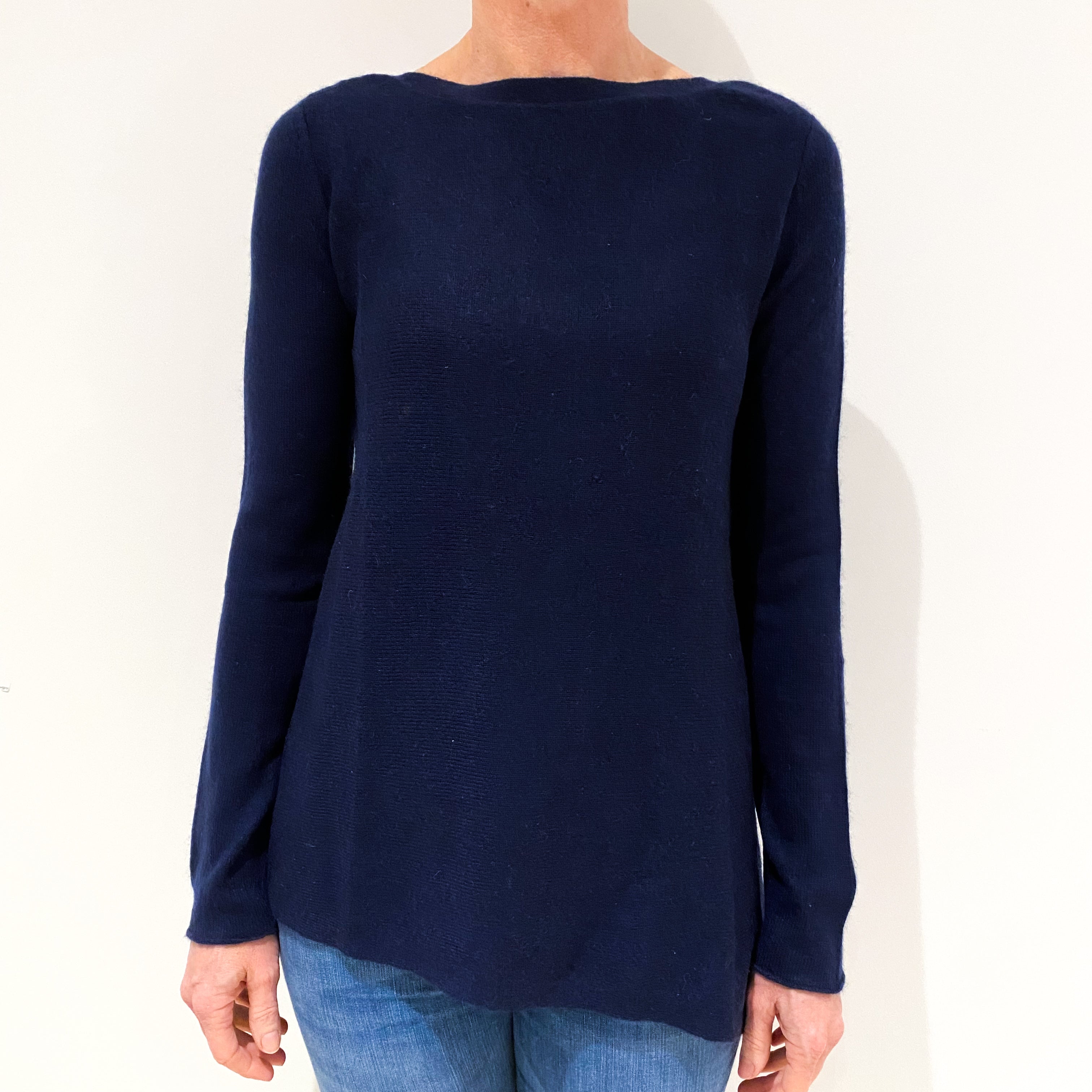 Navy Blue Cashmere Crew Neck Jumper Small