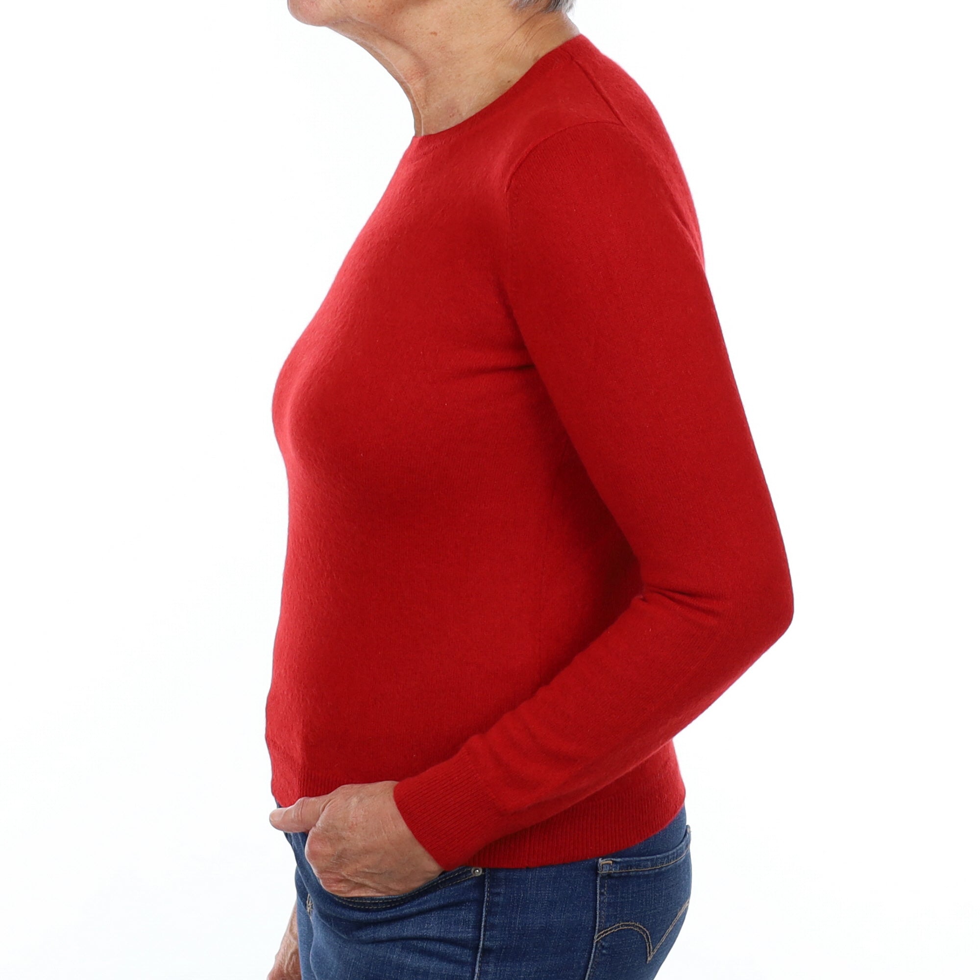 Spanish Red Cashmere Crew Neck Jumper Medium