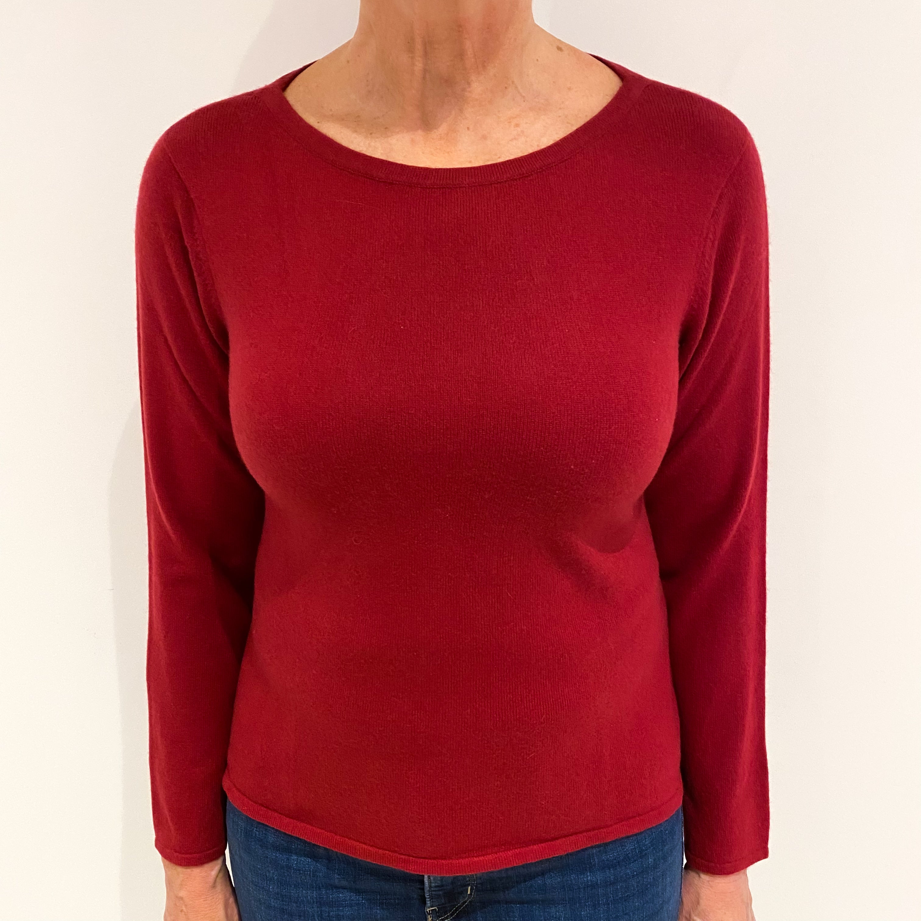 Brick Red Cashmere Crew Neck Jumper Medium