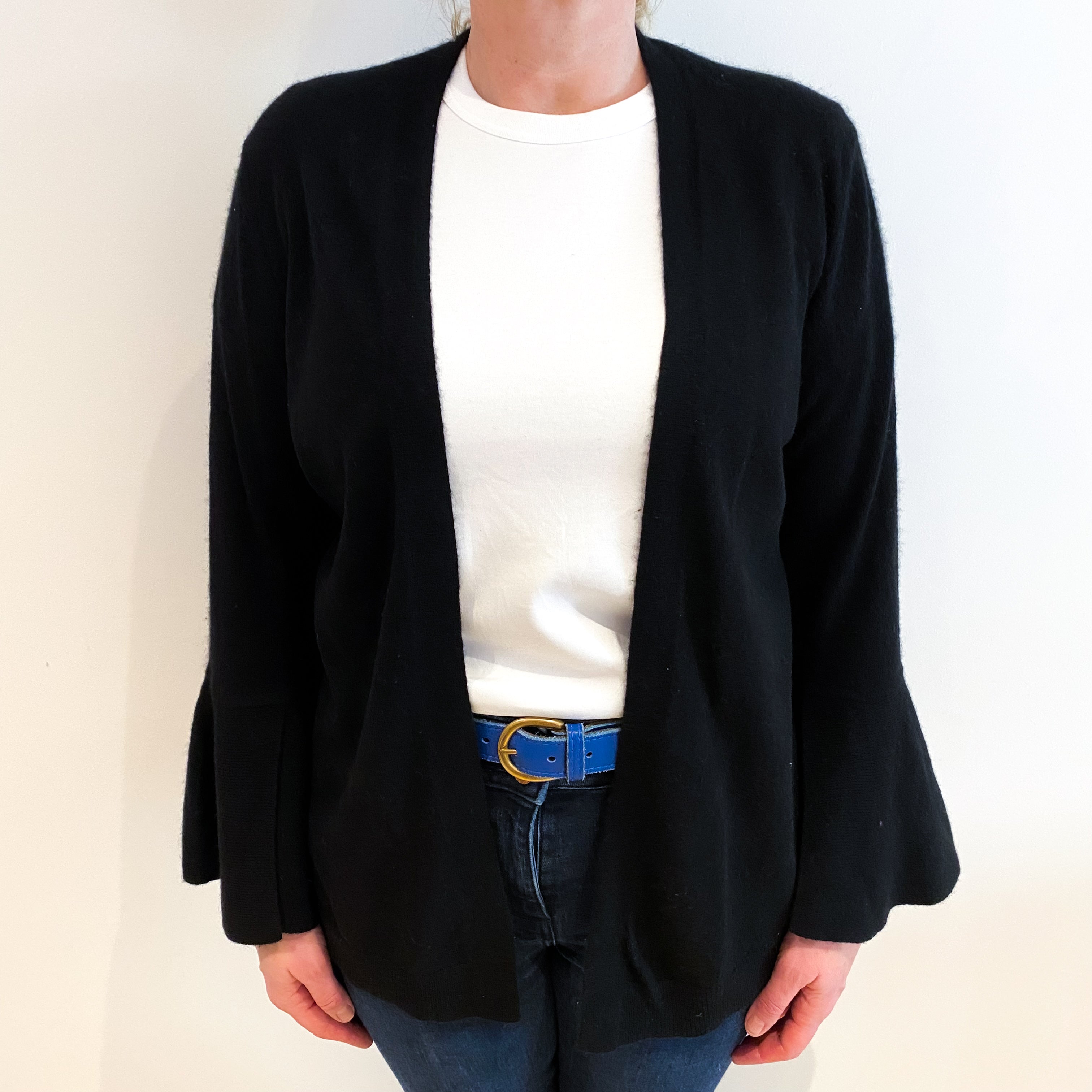 Black Cashmere Edge To Edge Cardigan Large