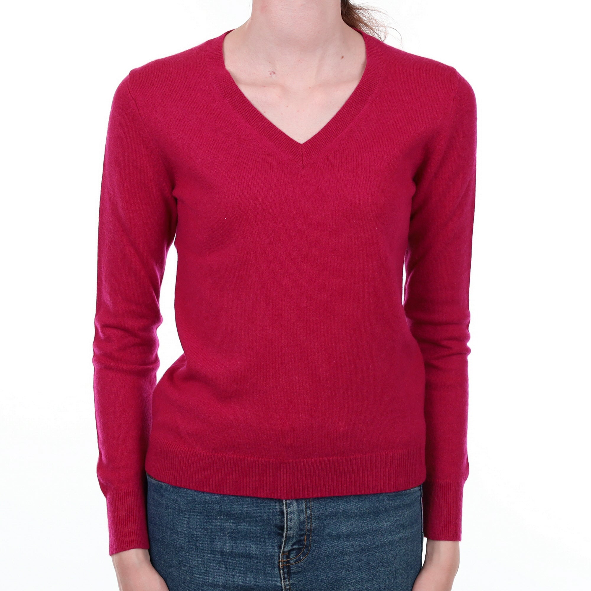 Ruby Pink Cashmere V Neck Jumper Extra Small