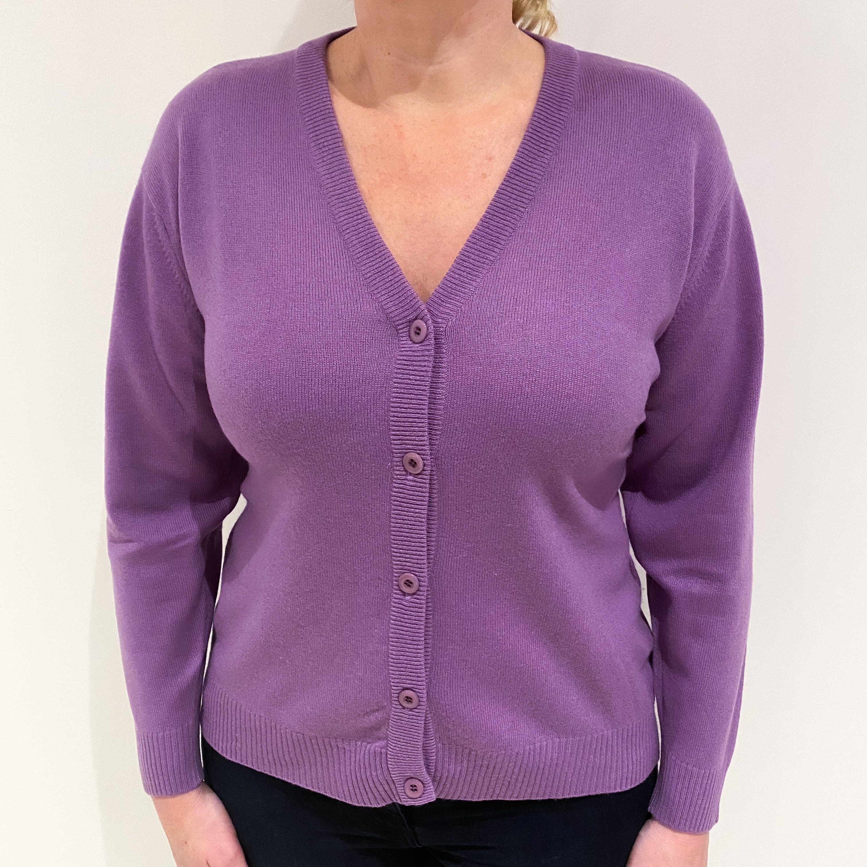 Periwinkle Purple Cashmere V Neck Cardigan Large
