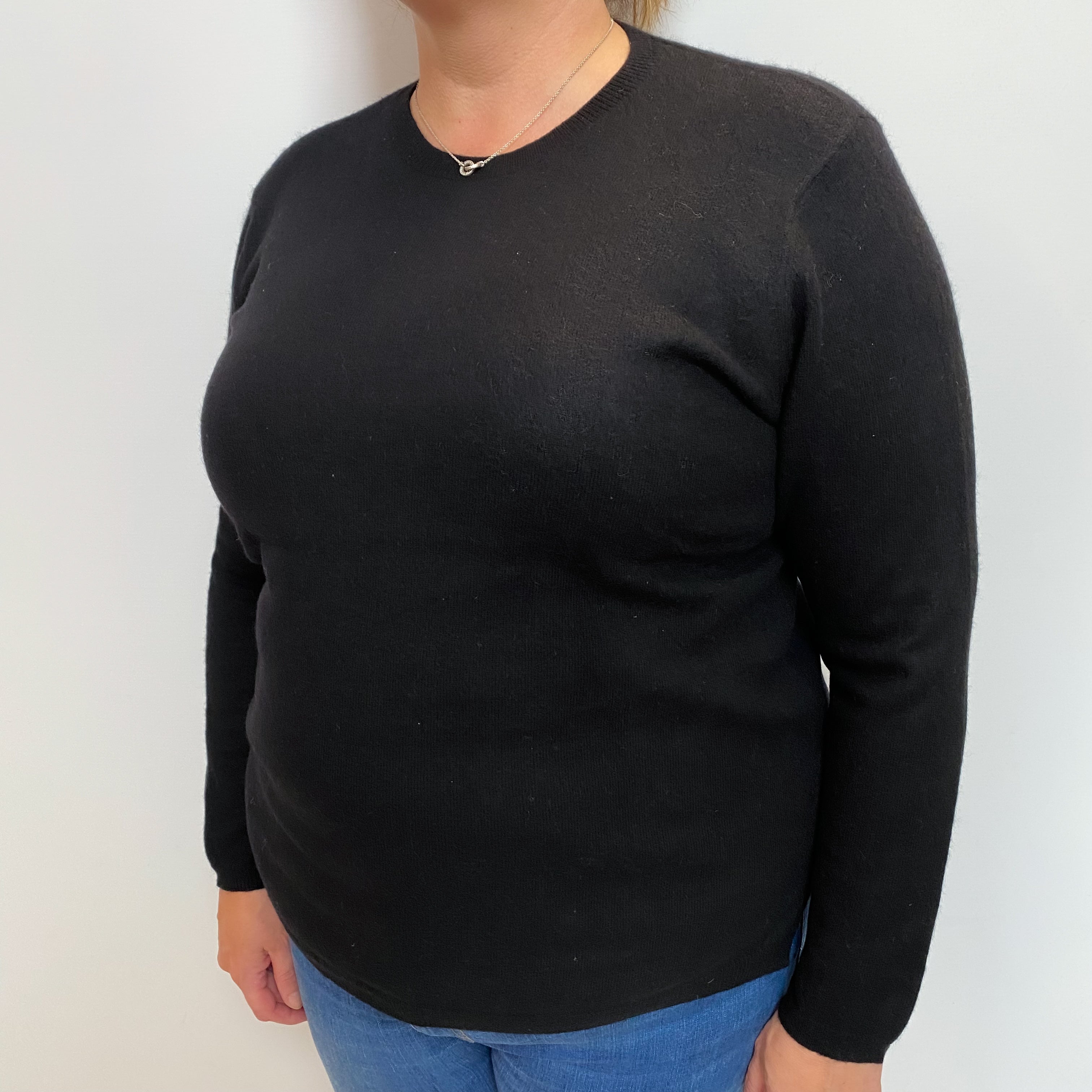 Black Cashmere Crew Neck Jumper Extra Large
