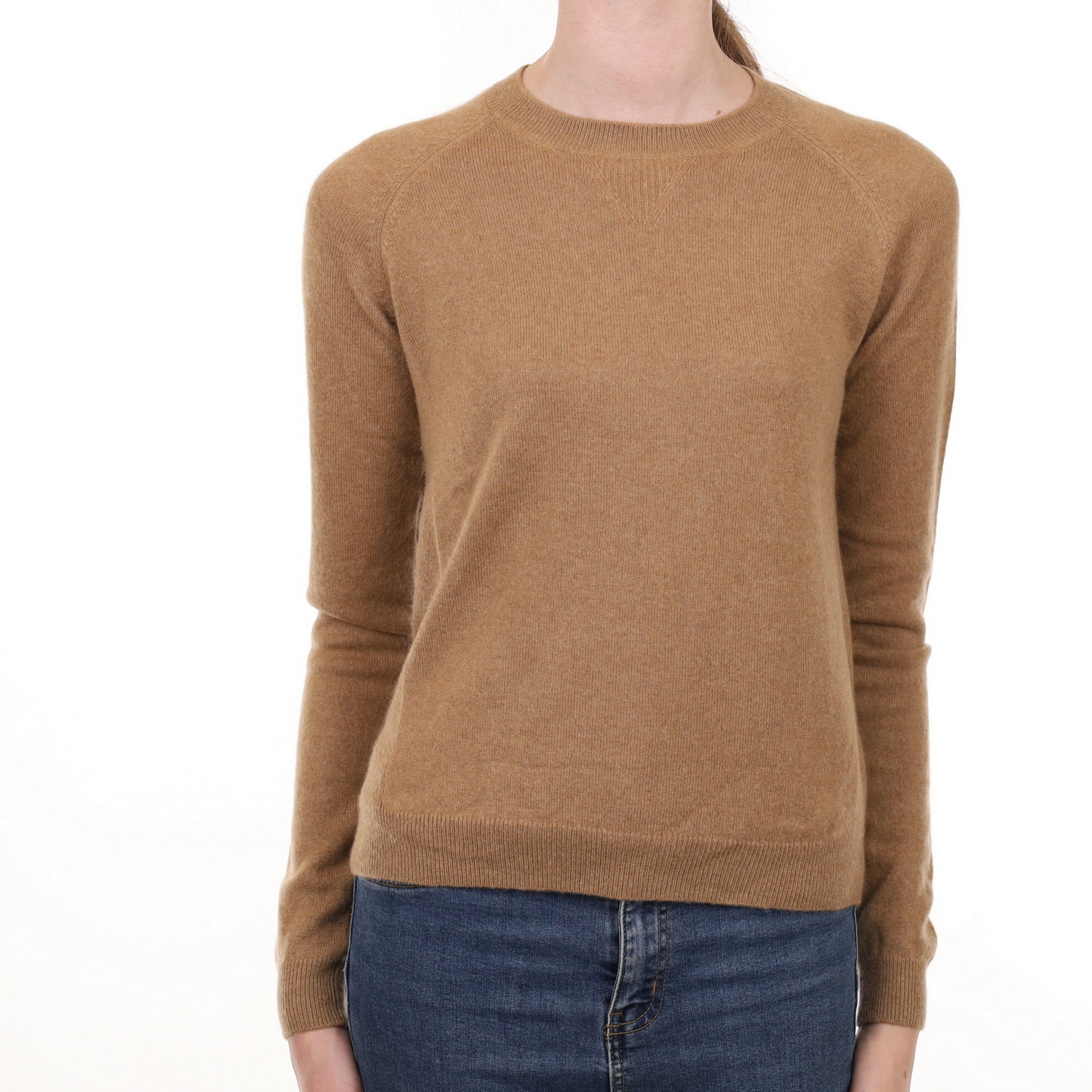 Caramel Brown Cashmere Crew Neck Jumper Extra Small
