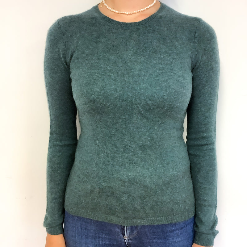 Spruce Green Cashmere Crew Neck Jumper Small