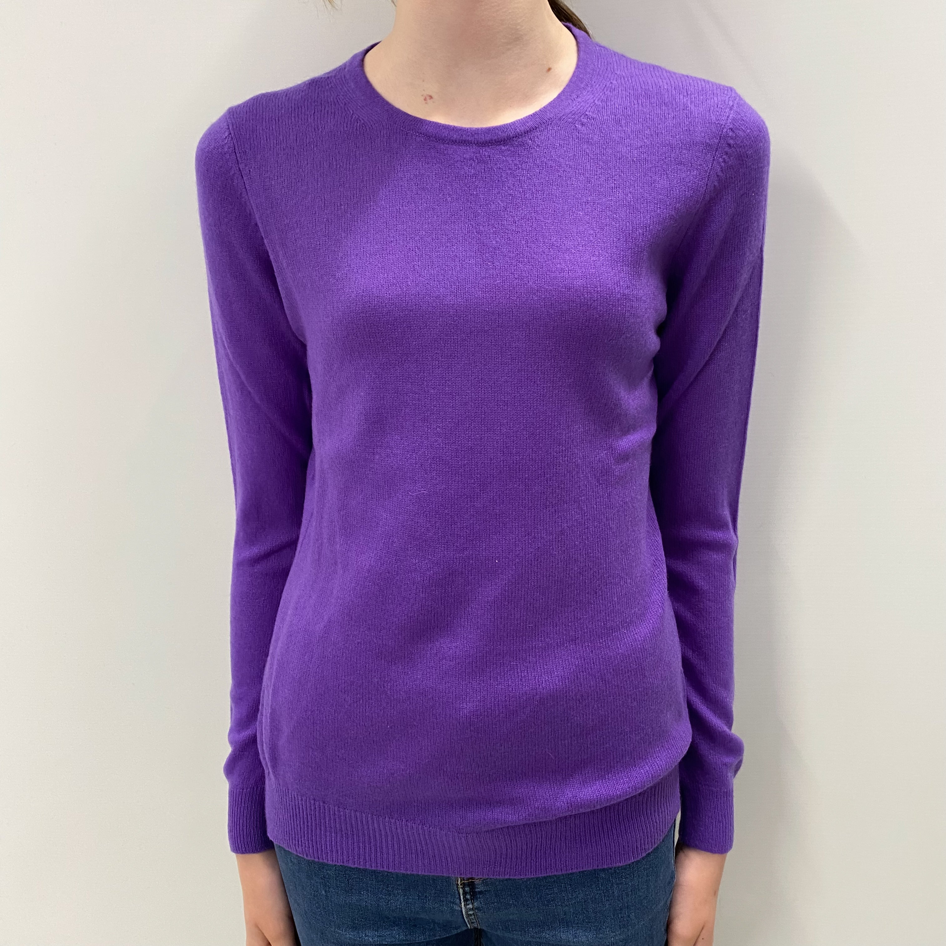 Violet Purple Cashmere Crew Neck Jumper Extra Small