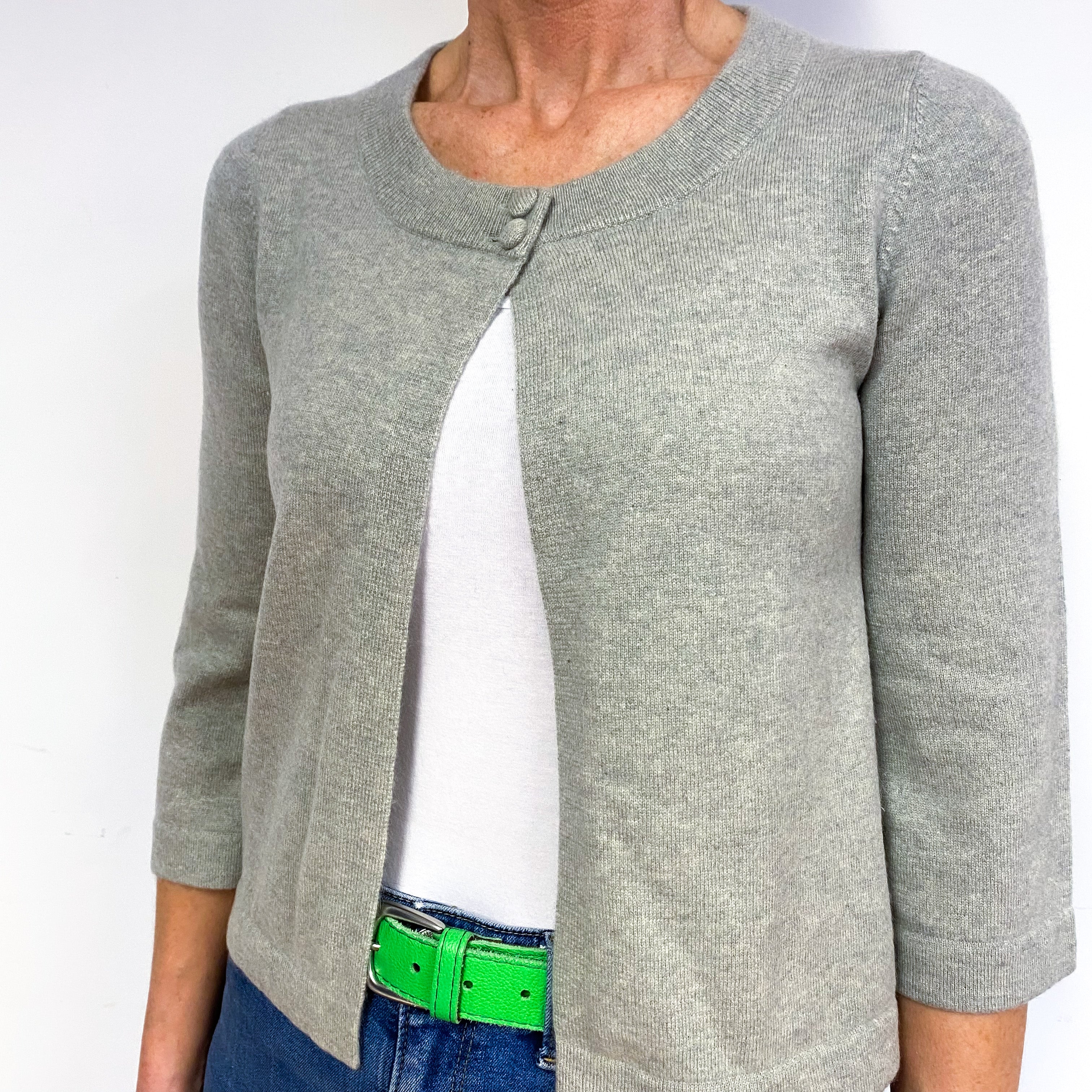 Pale Silver Grey Cashmere Cardigan Medium