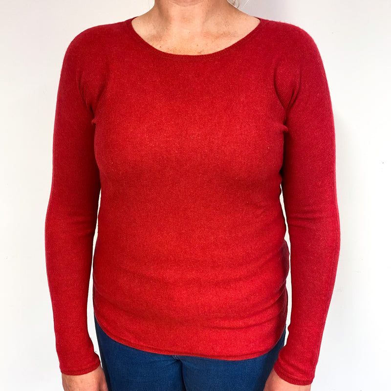 Strawberry Red Cashmere Crew Neck Jumper Large