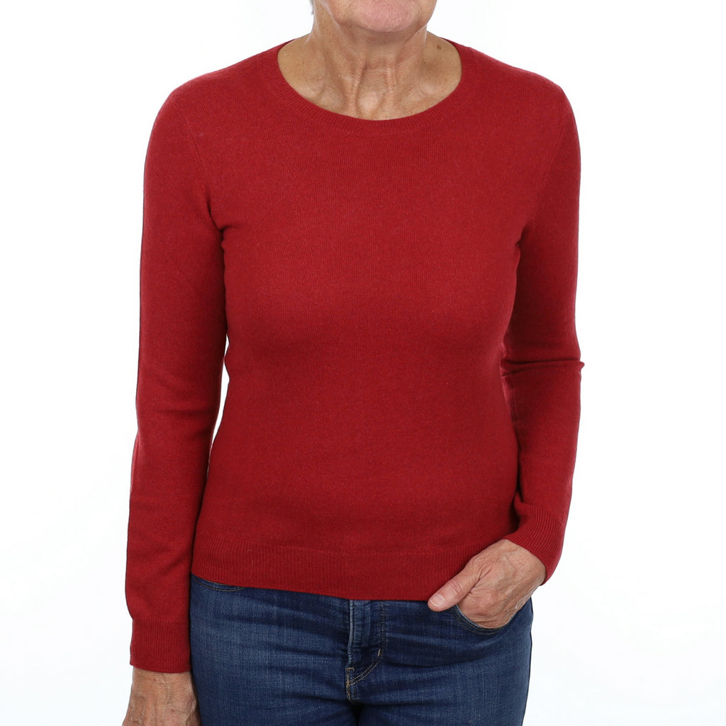 Crimson Red Cashmere Crew Neck Jumper Medium