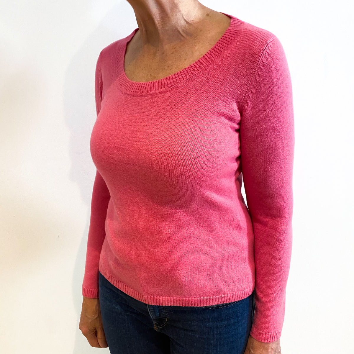 New Bubble Gum Pink Cashmere Crew Neck Jumper Medium