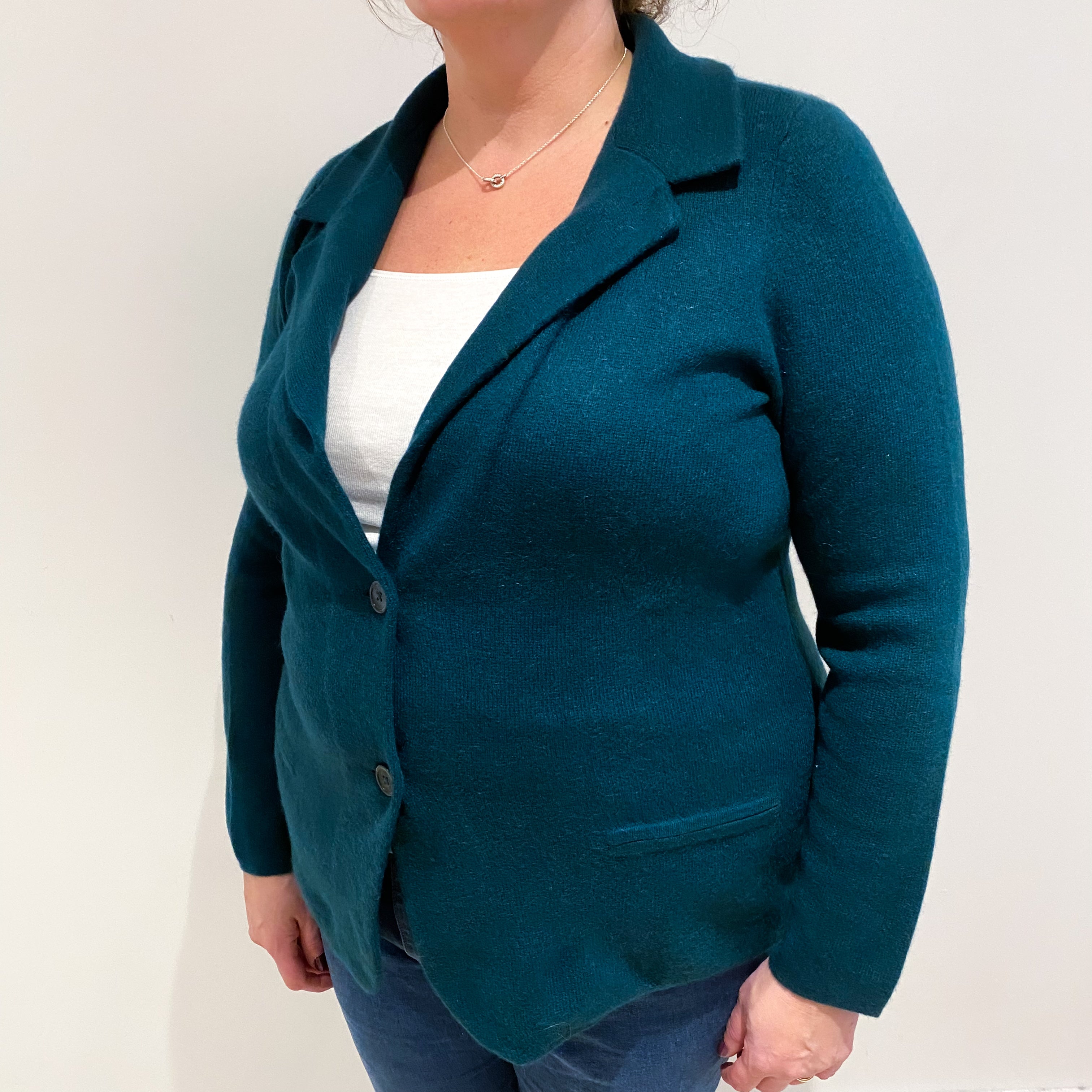 Bottle Green Heavy Knit Cashmere Jacket Extra Large