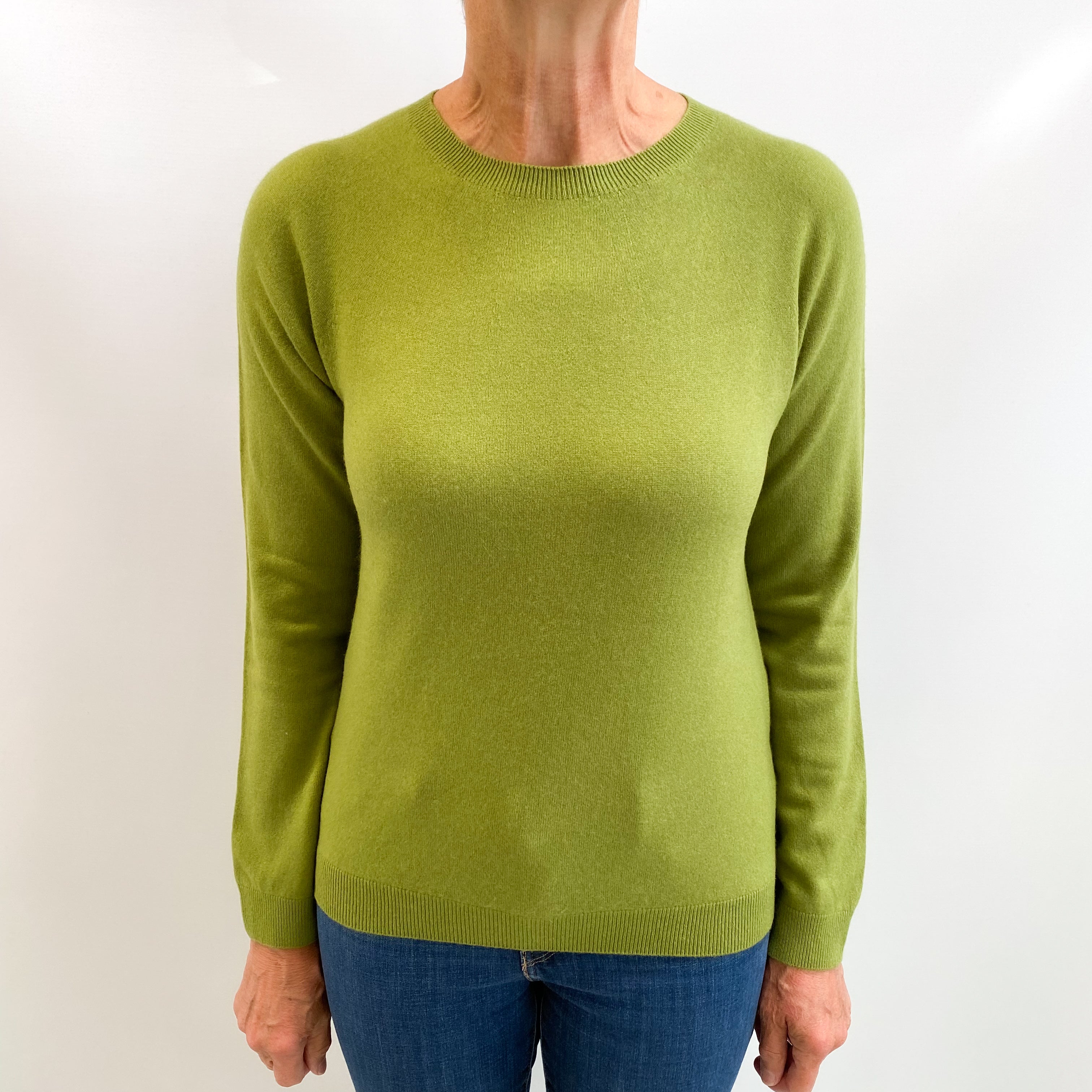 Moss Green Cashmere Crew Neck Jumper Medium