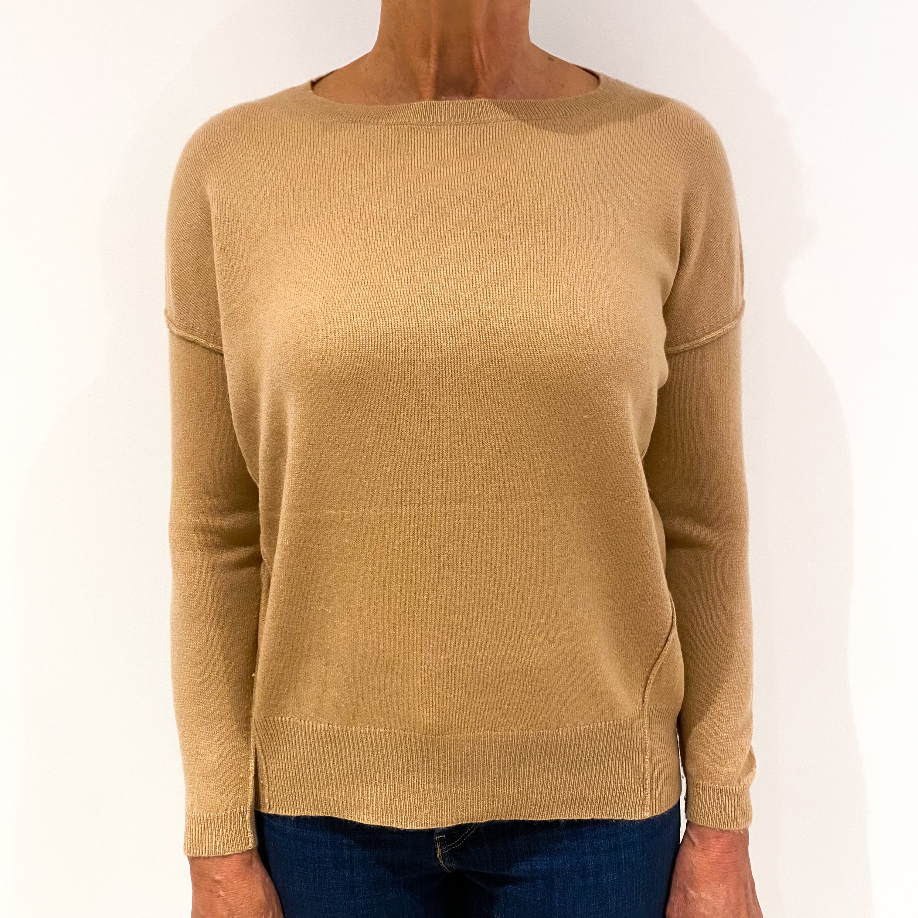 Nili Lotan Caramel Brown Cashmere Crew Neck Jumper Medium