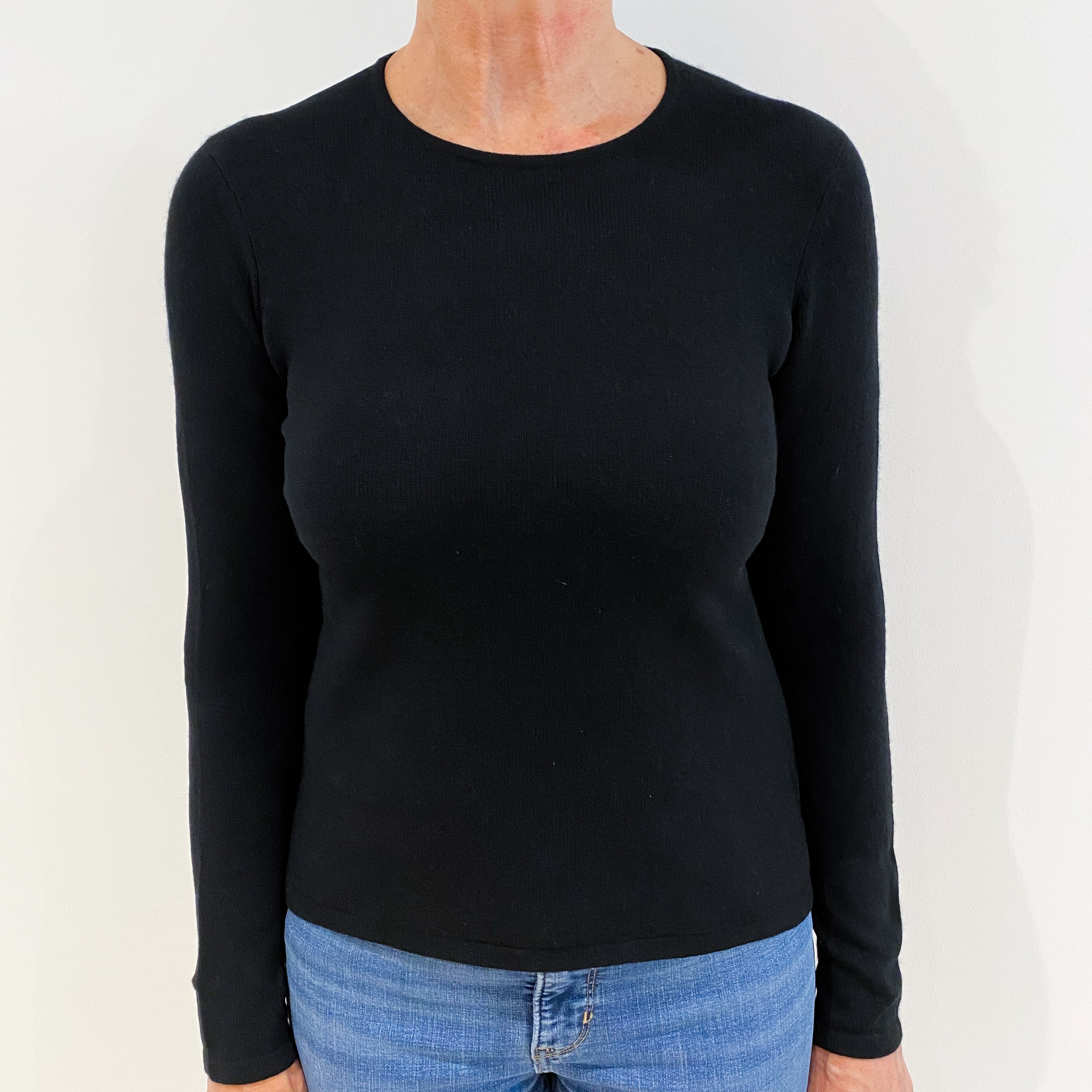 Black Cashmere Crew Neck Jumper Medium
