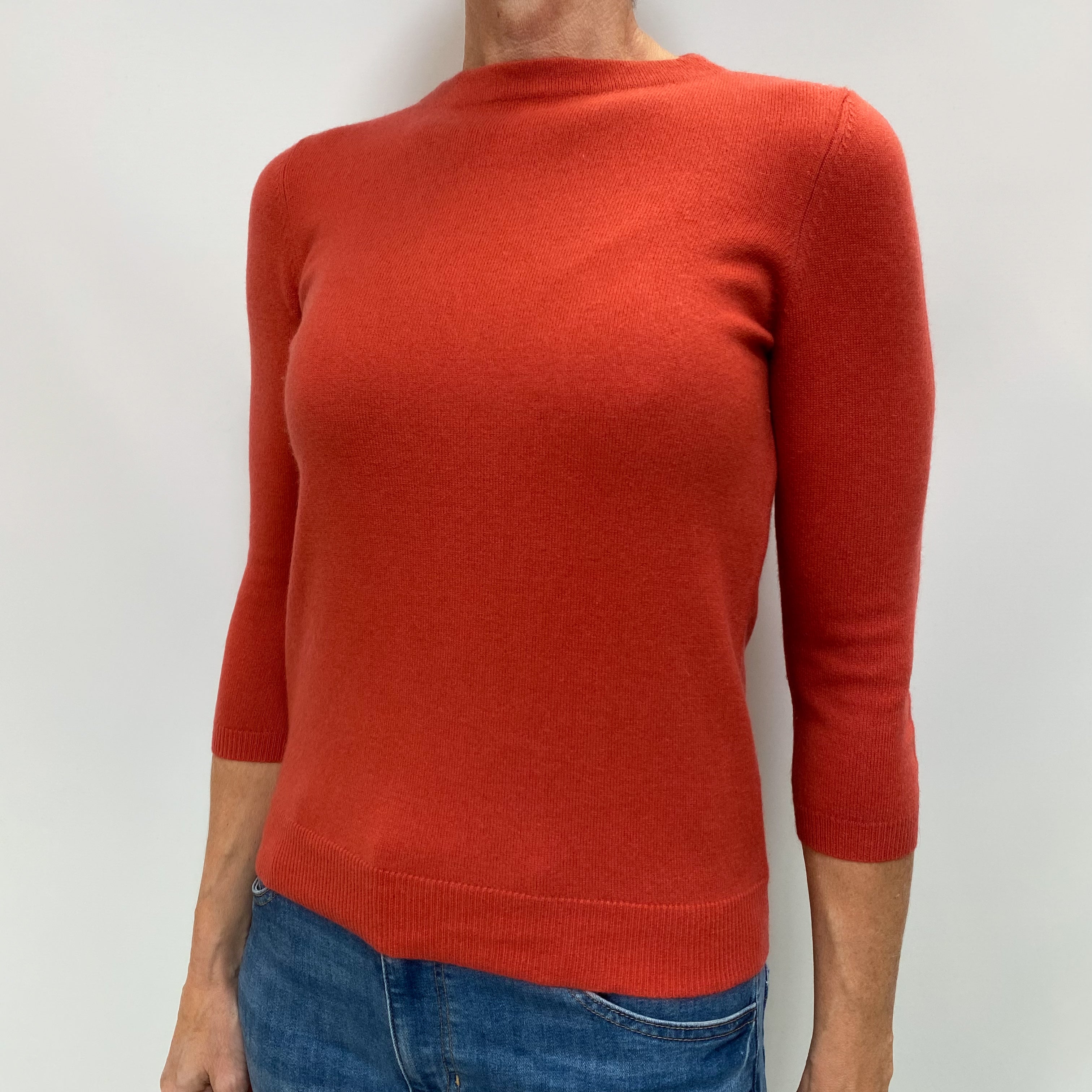Paprika Orange Cashmere Crew Neck Jumper Small