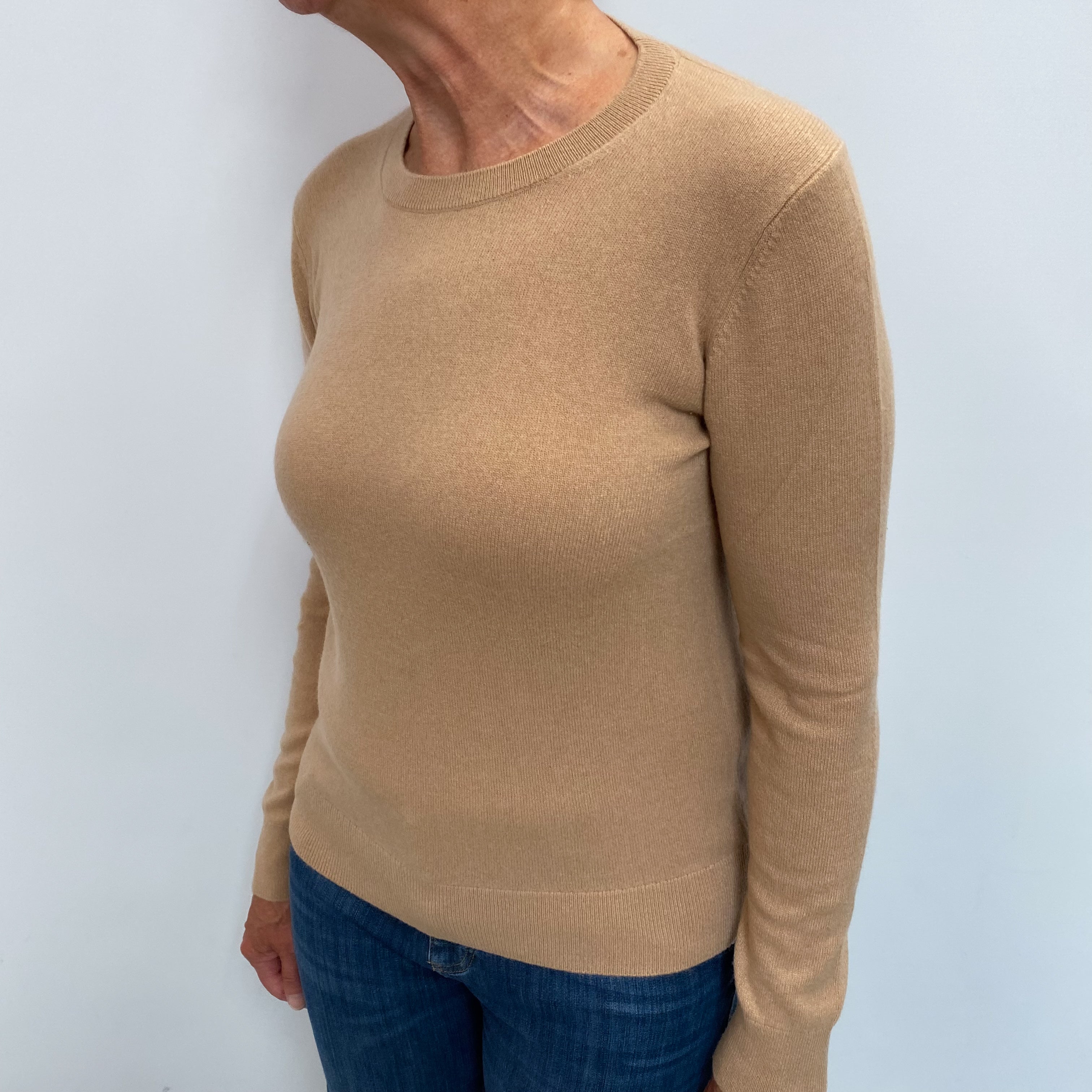 Sand Beige Cashmere Crew Neck Jumper Medium