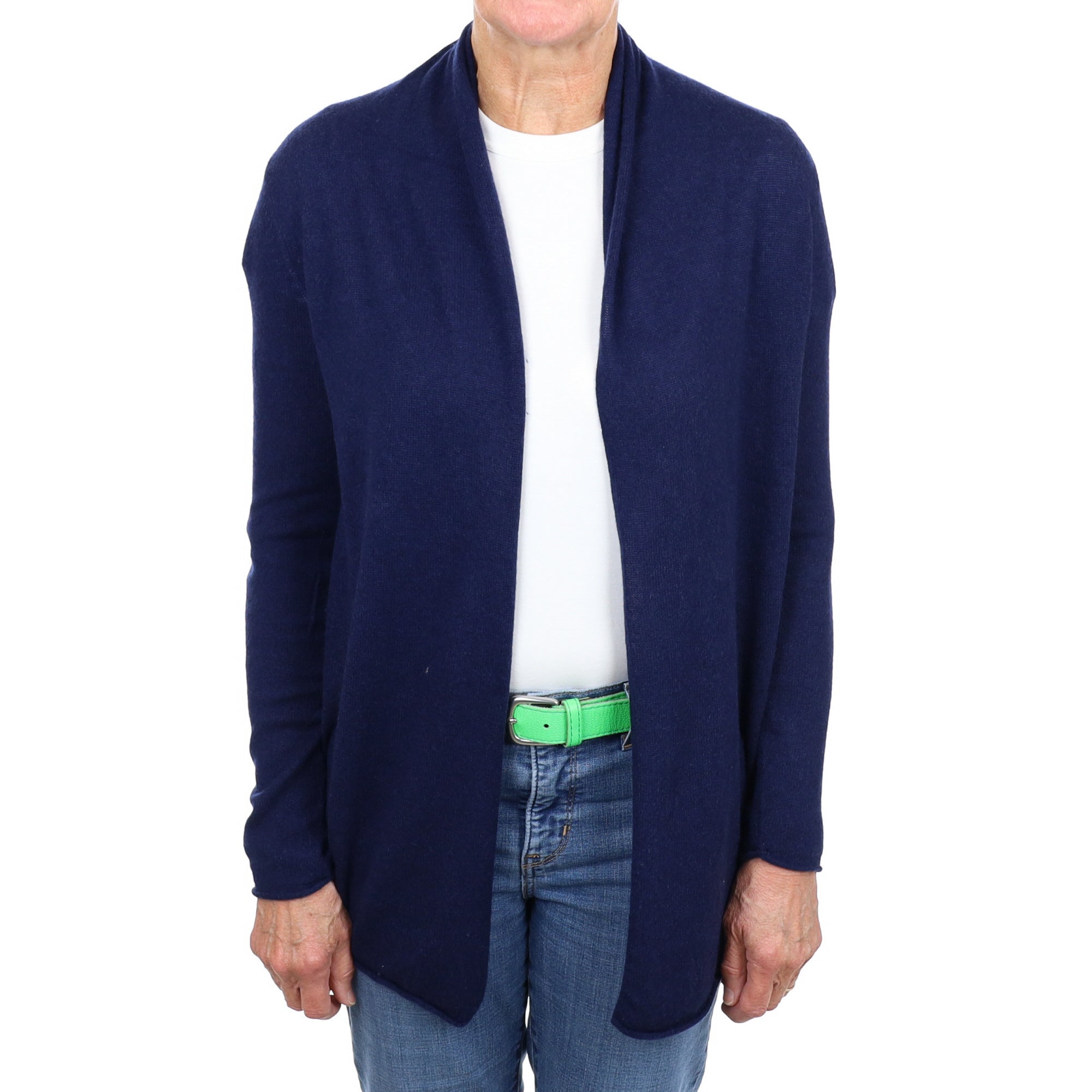 French Navy Cashmere Edge To Edge Cardigan Medium