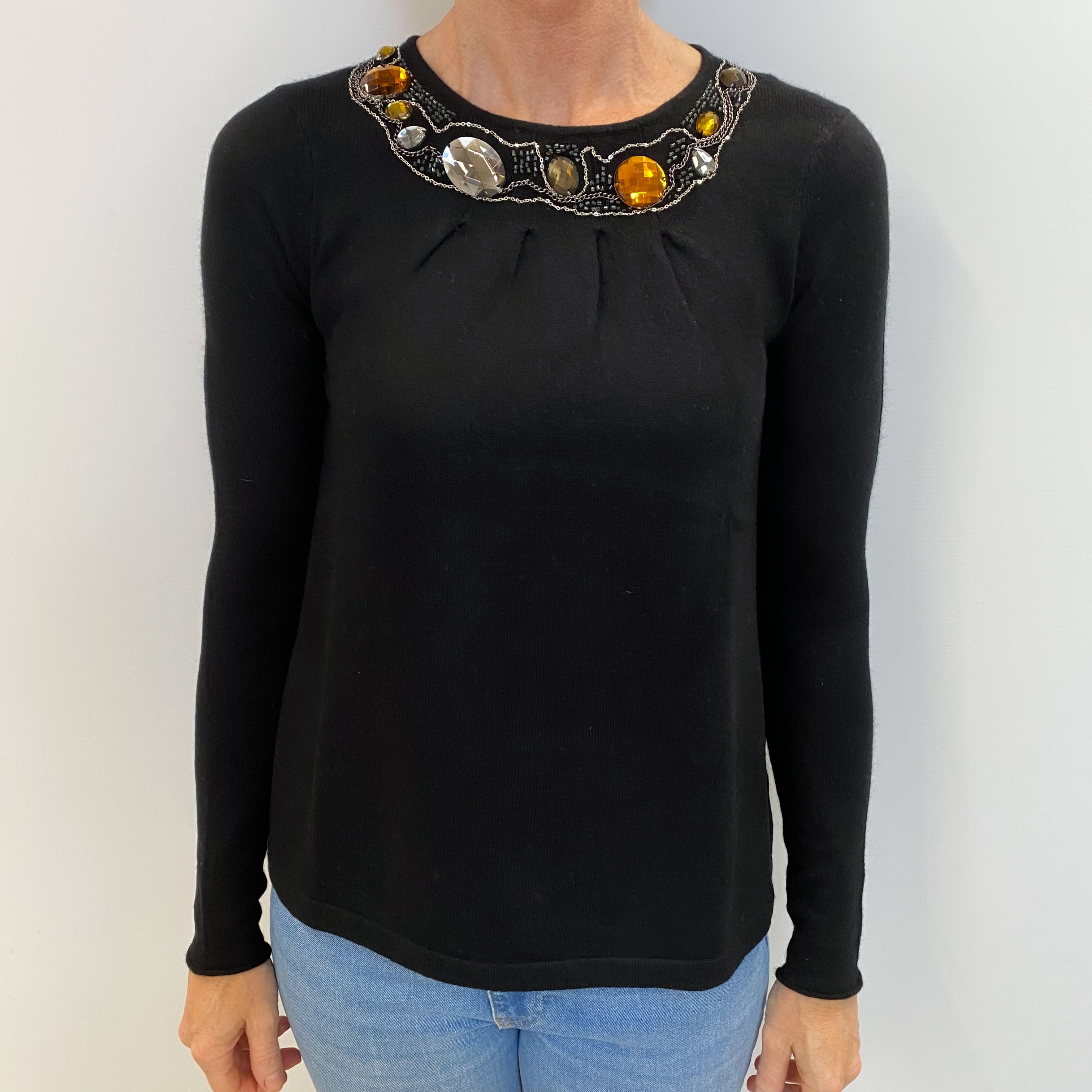 Black Cashmere Crew Neck Jumper Small
