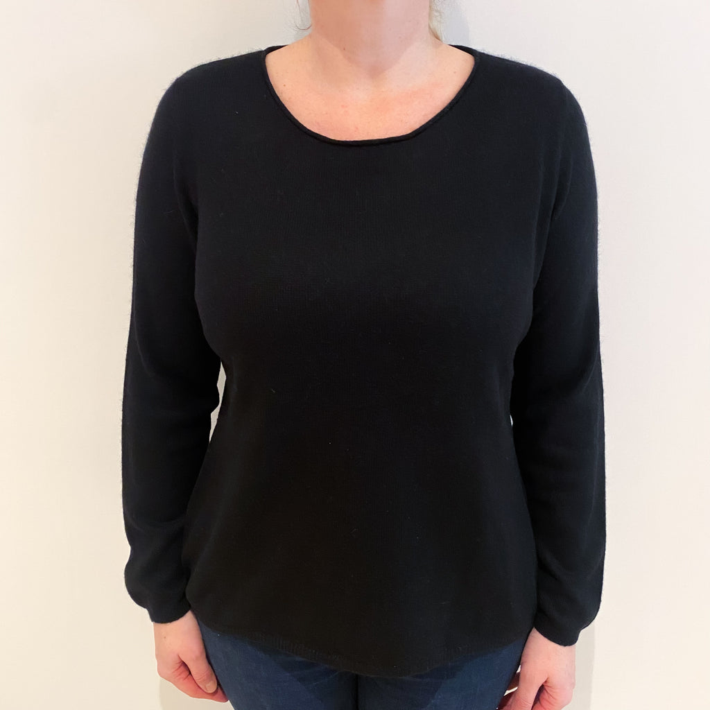 Black Cashmere Crew Neck Jumper Large