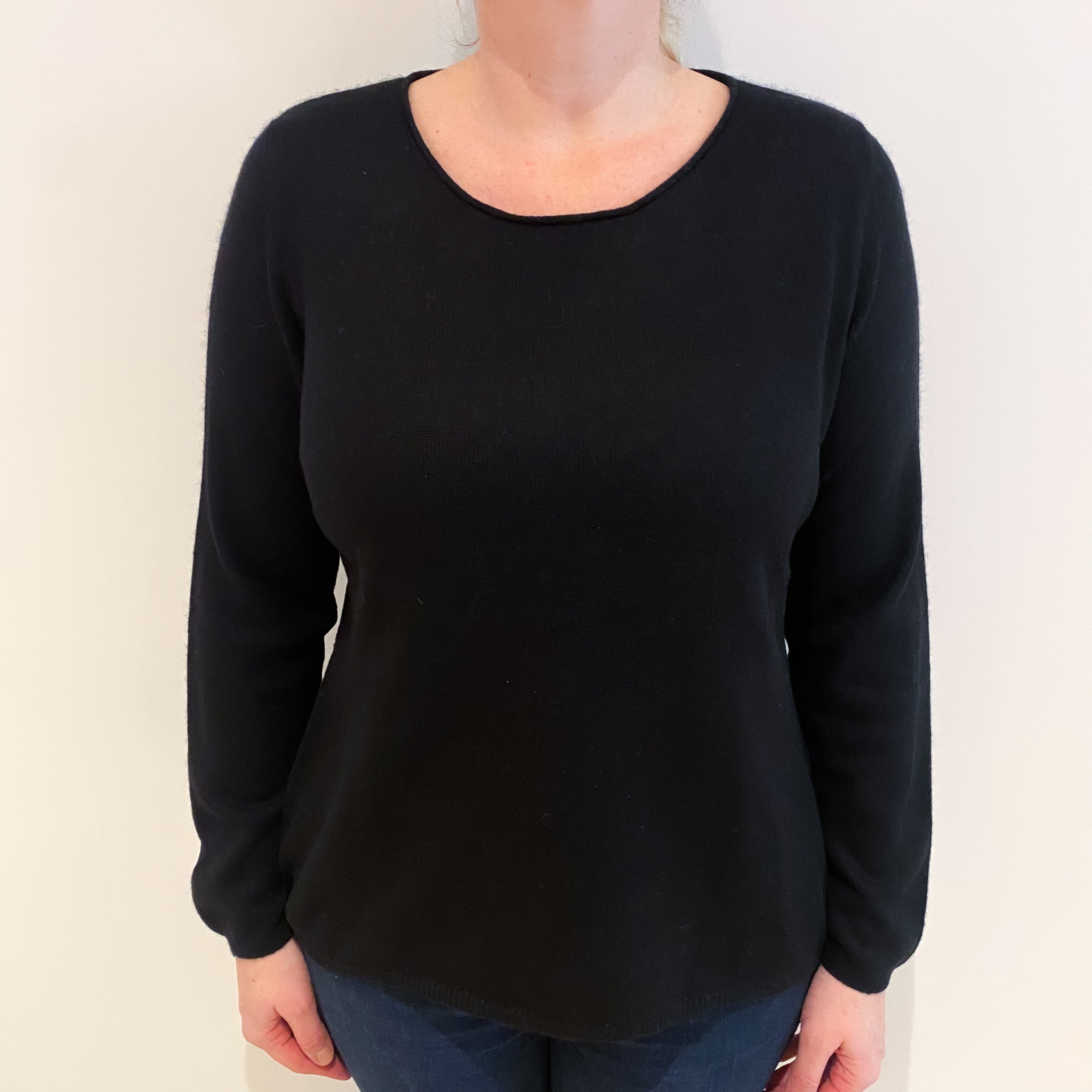 Black Cashmere Crew Neck Jumper Large