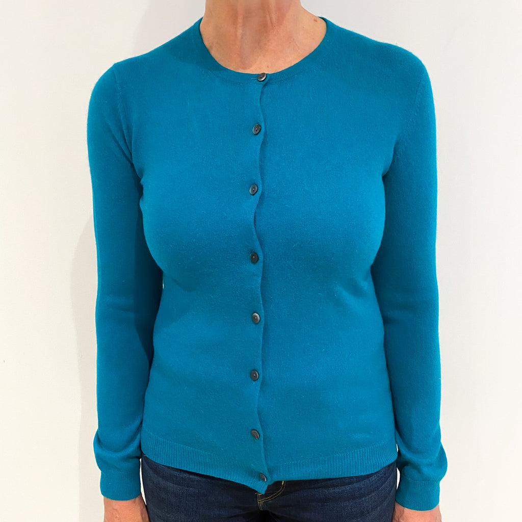 Emerald Green Cashmere Crew Neck Cardigan Medium