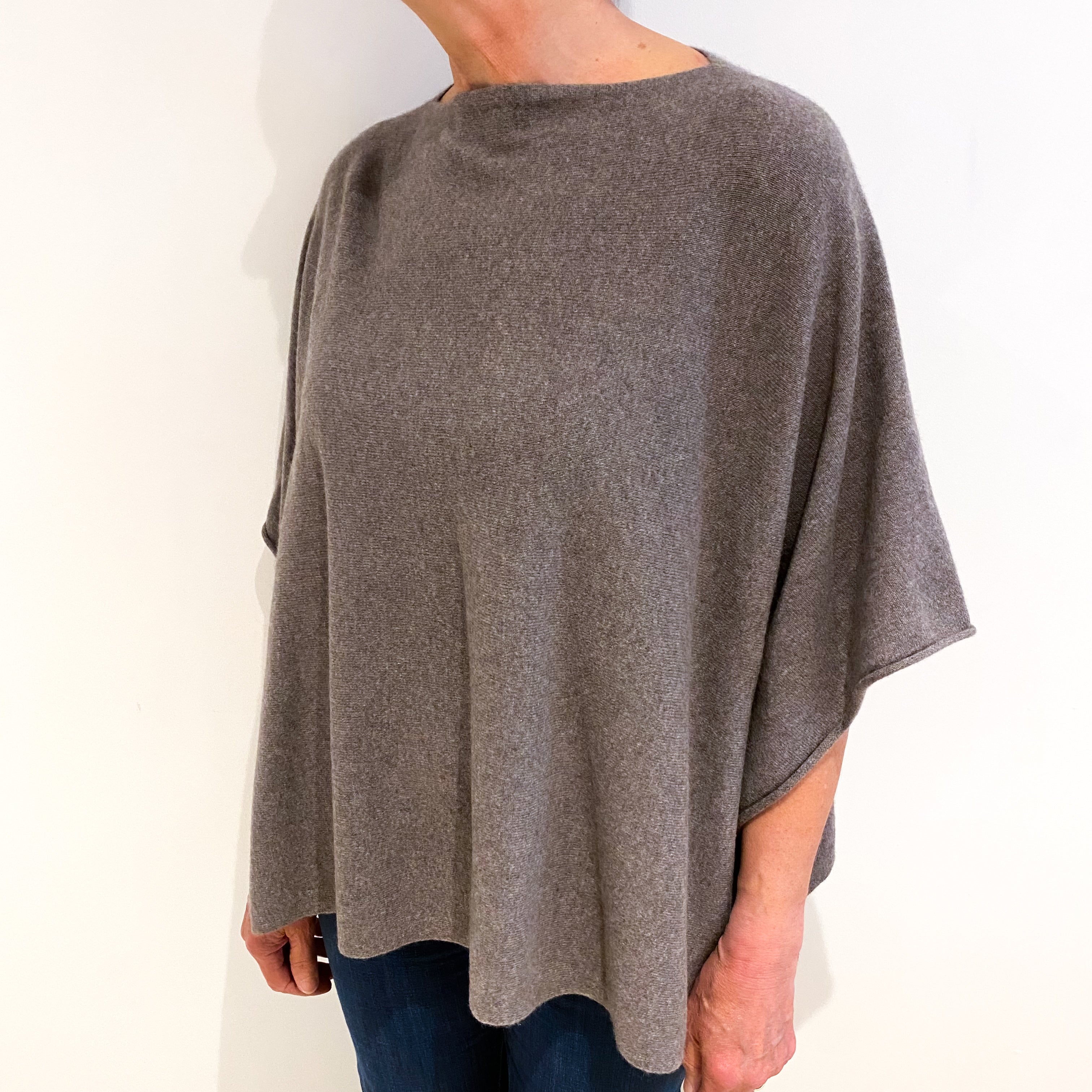 Mocha Brown Cashmere Slash Neck Jumper Medium