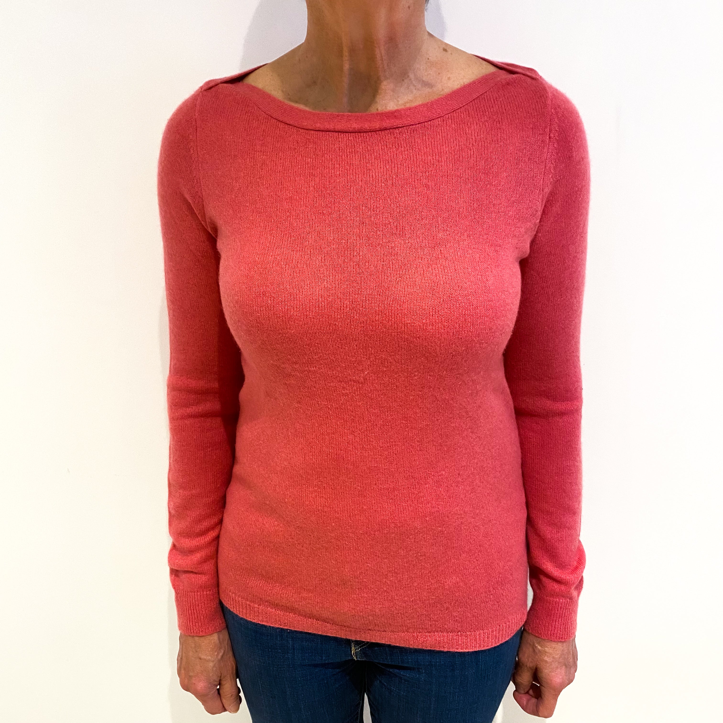 Rouge Pink Cashmere Boat Neck Jumper Medium