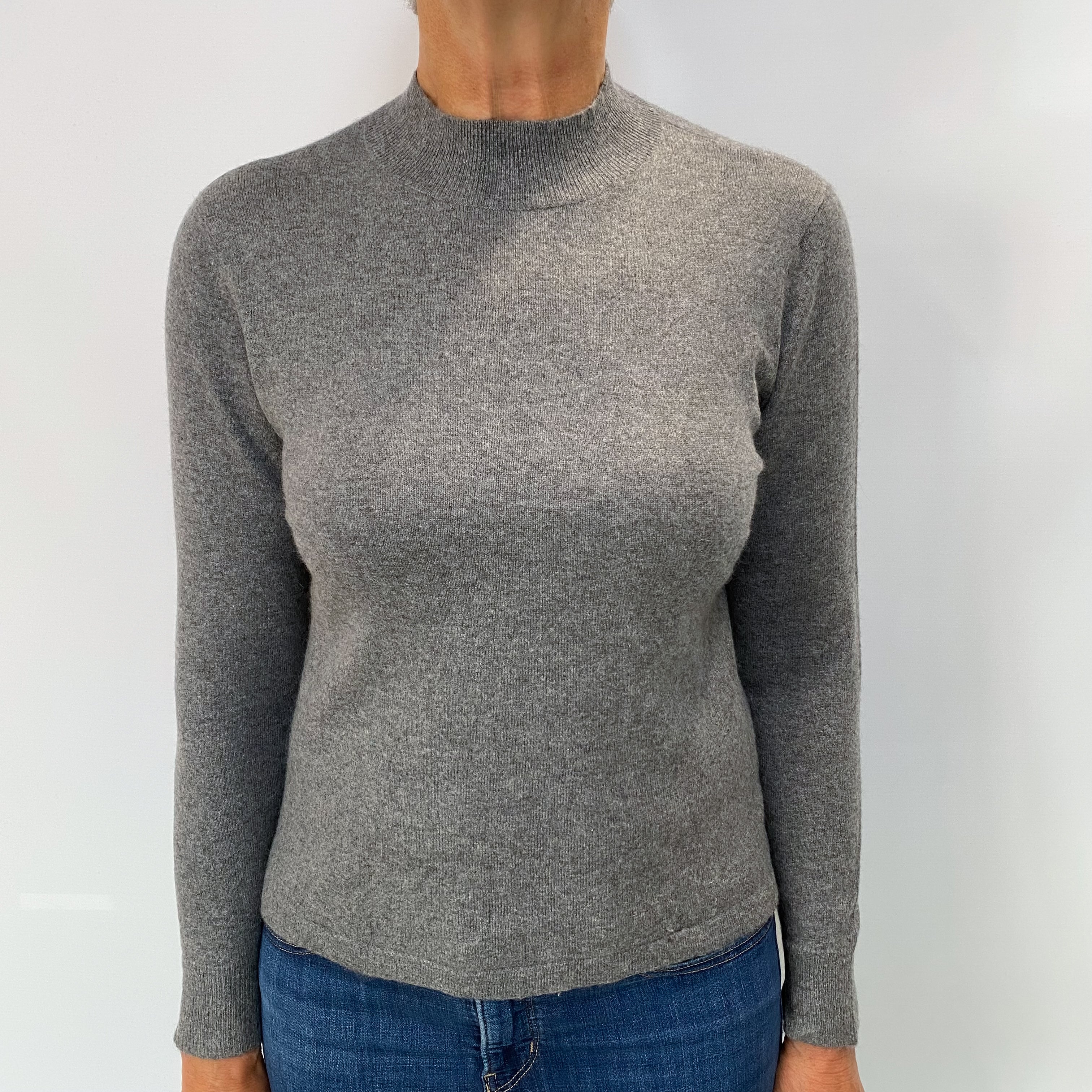 Ash Grey Cashmere Turtle Neck Jumper Medium