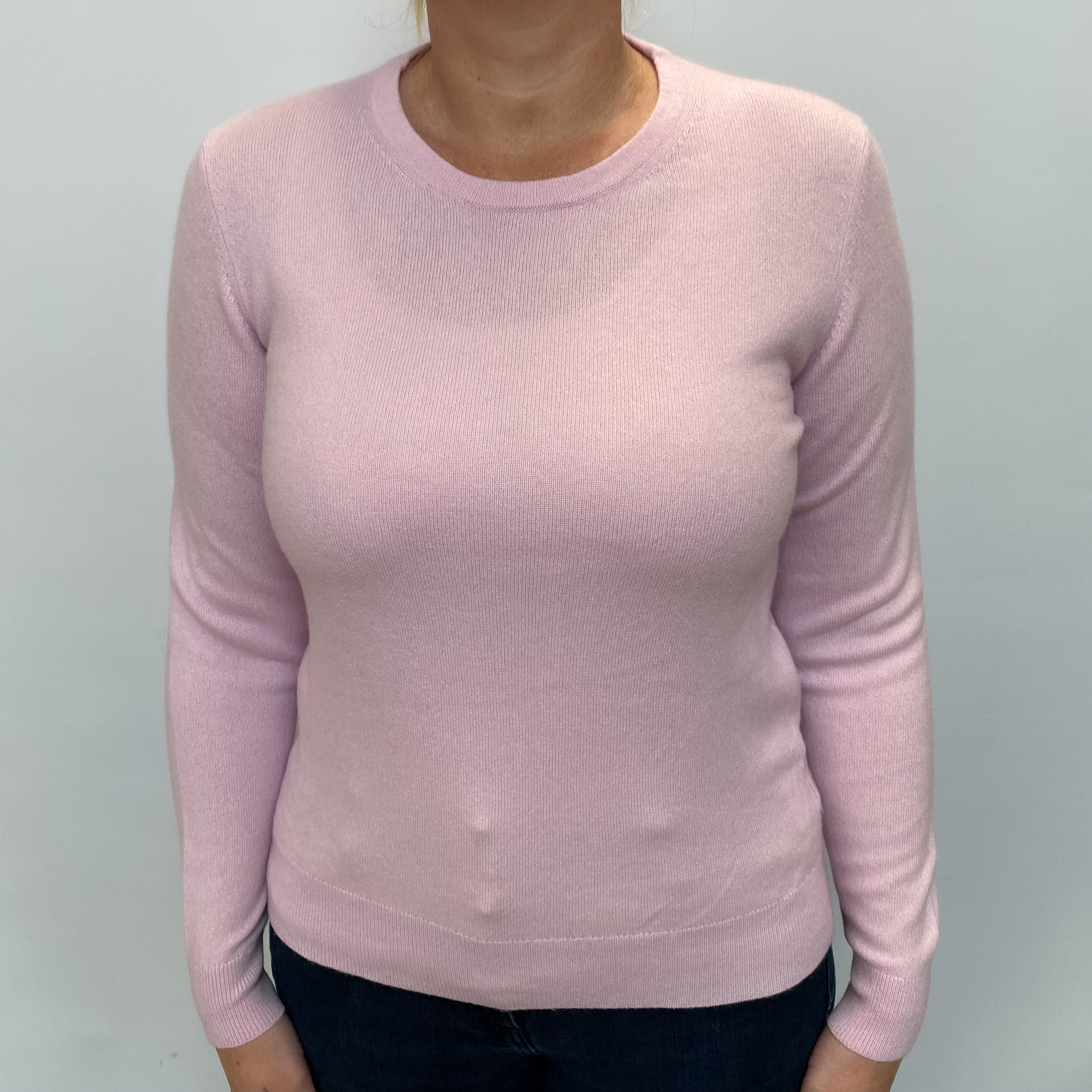 Pale Pink Cashmere Crew Neck Jumper Large