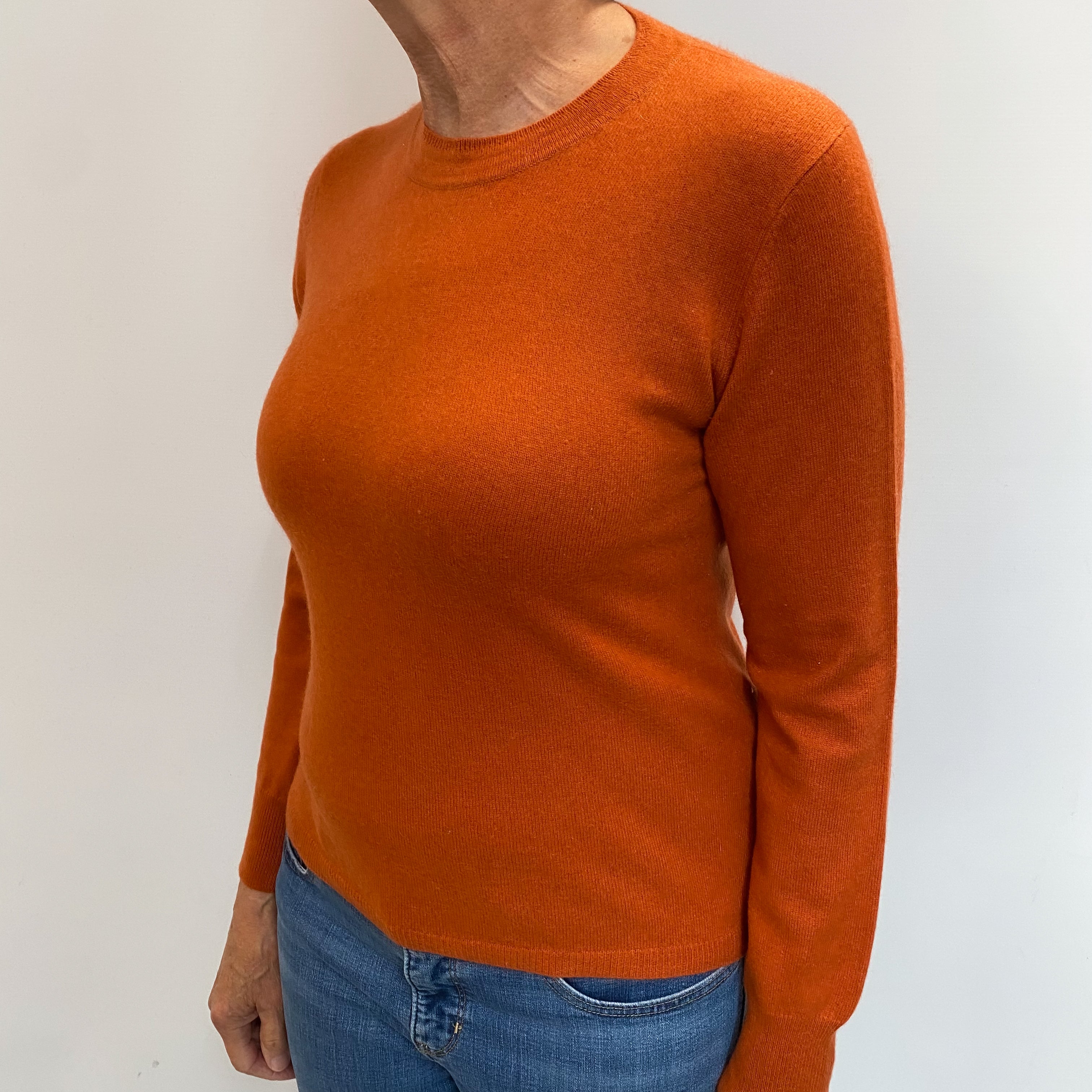 Burnt Orange Cashmere Crew Neck Jumper Medium