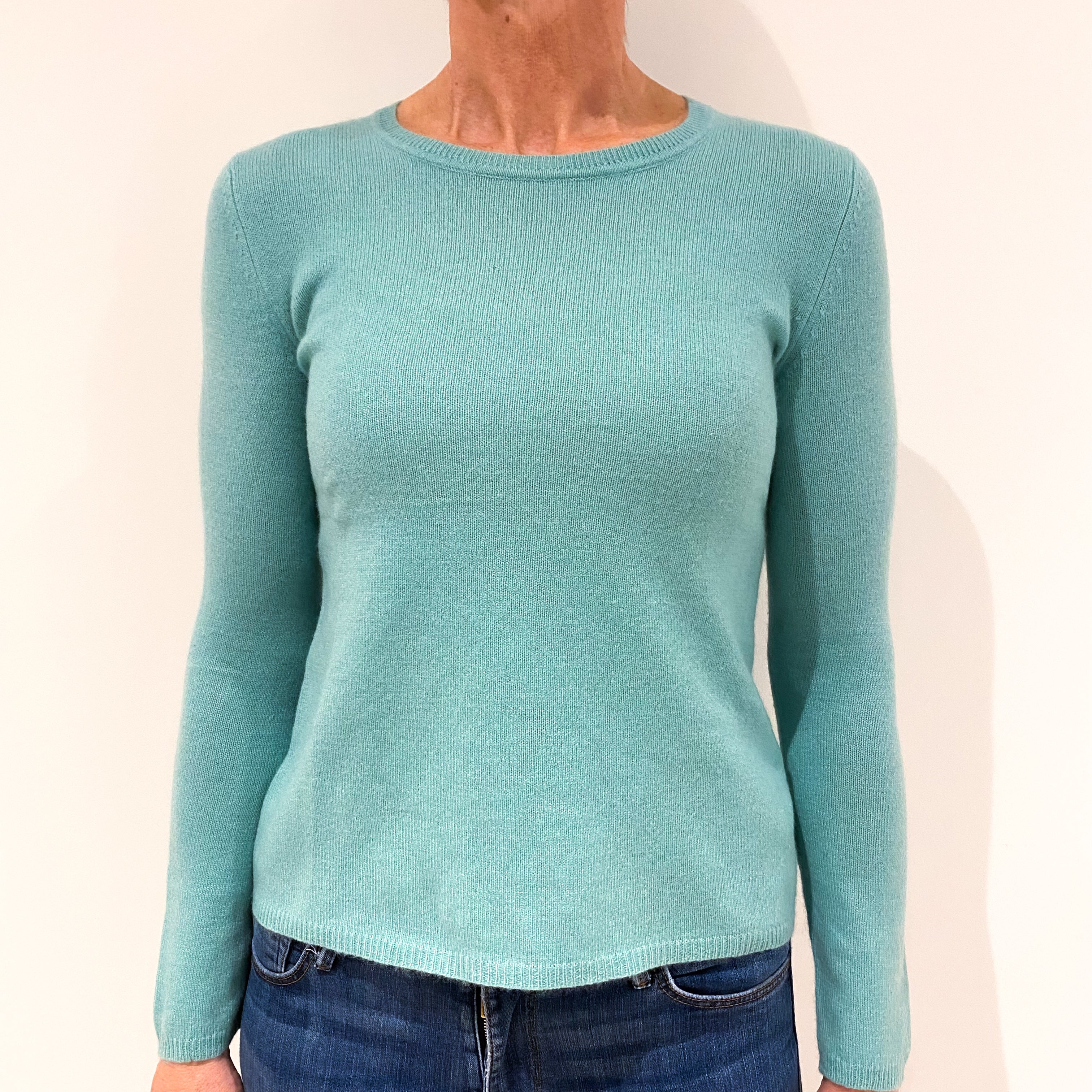 Aqua Green Cashmere Crew Neck Jumper Small