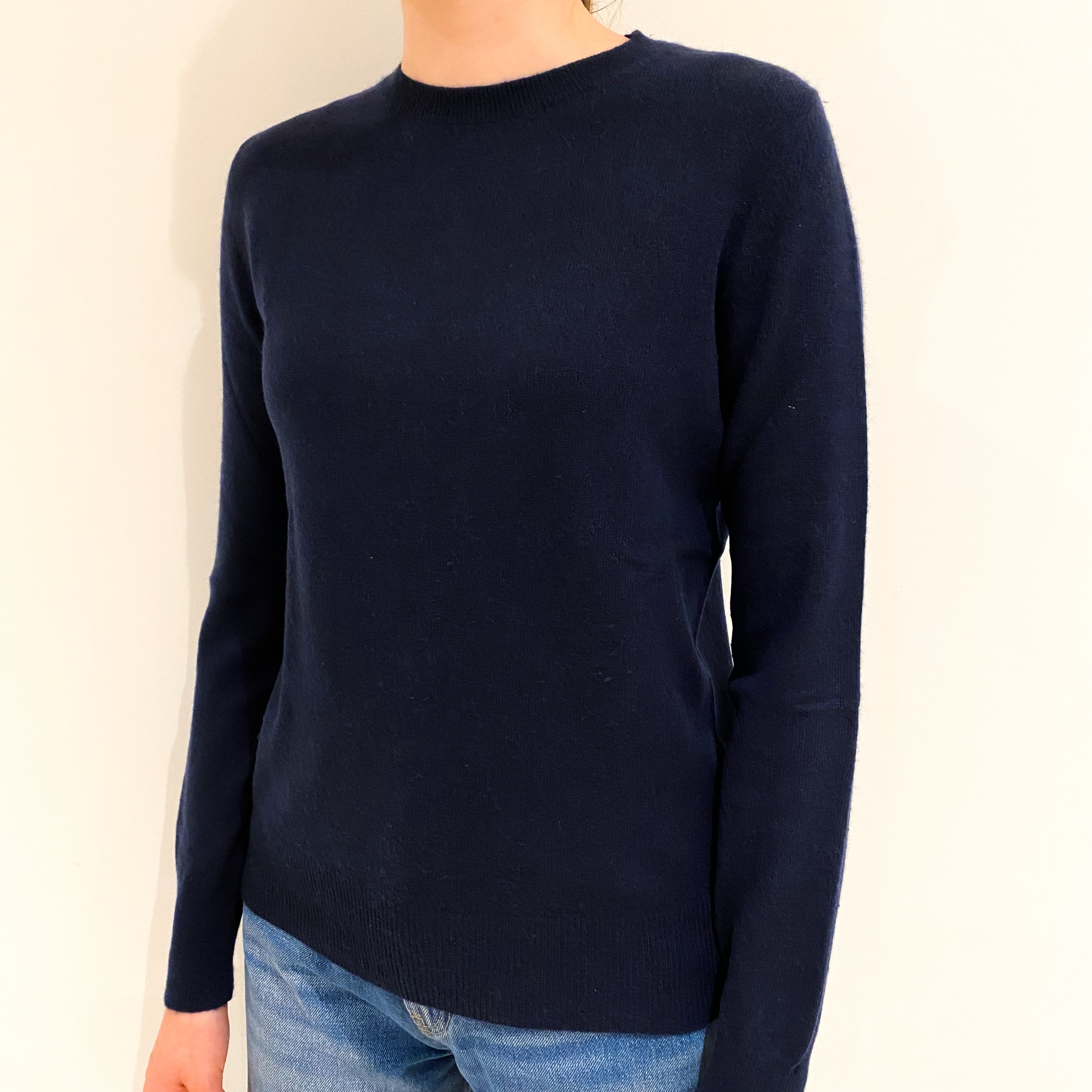 Navy Blue Cashmere Crew Neck Jumper Extra Small