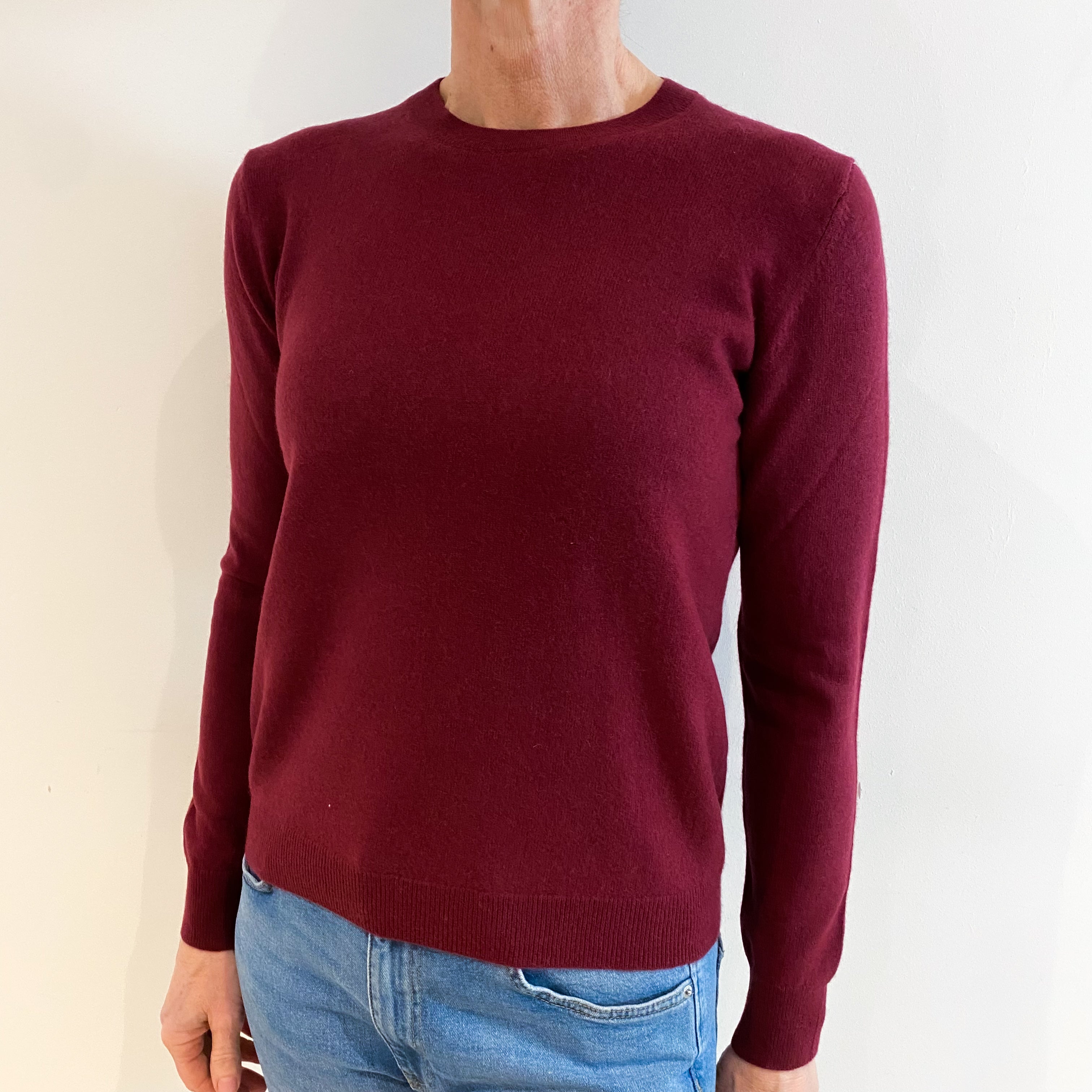 Maroon Red Cashmere Crew Neck Jumper Small