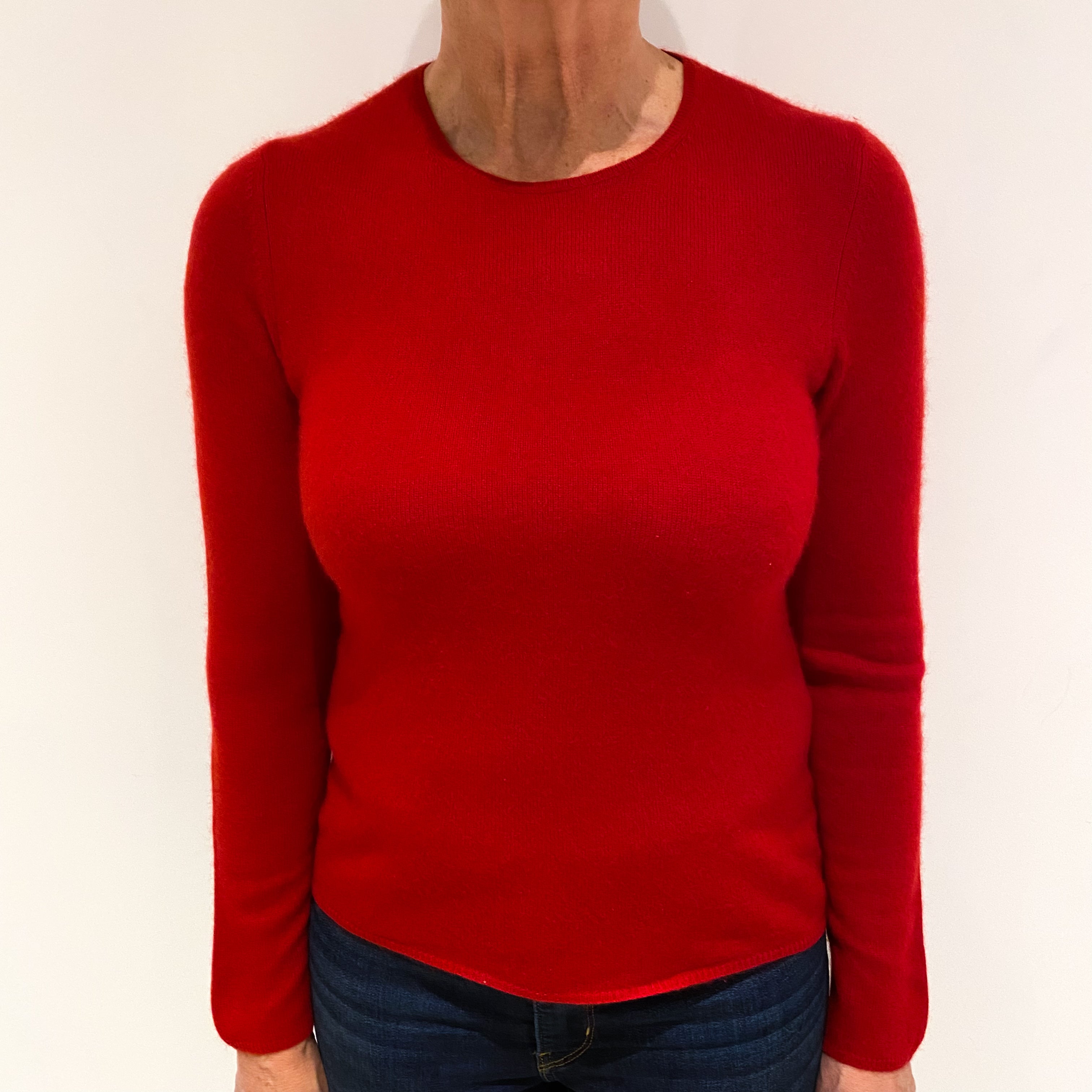Post Box Red Cashmere Crew Neck Jumper Medium